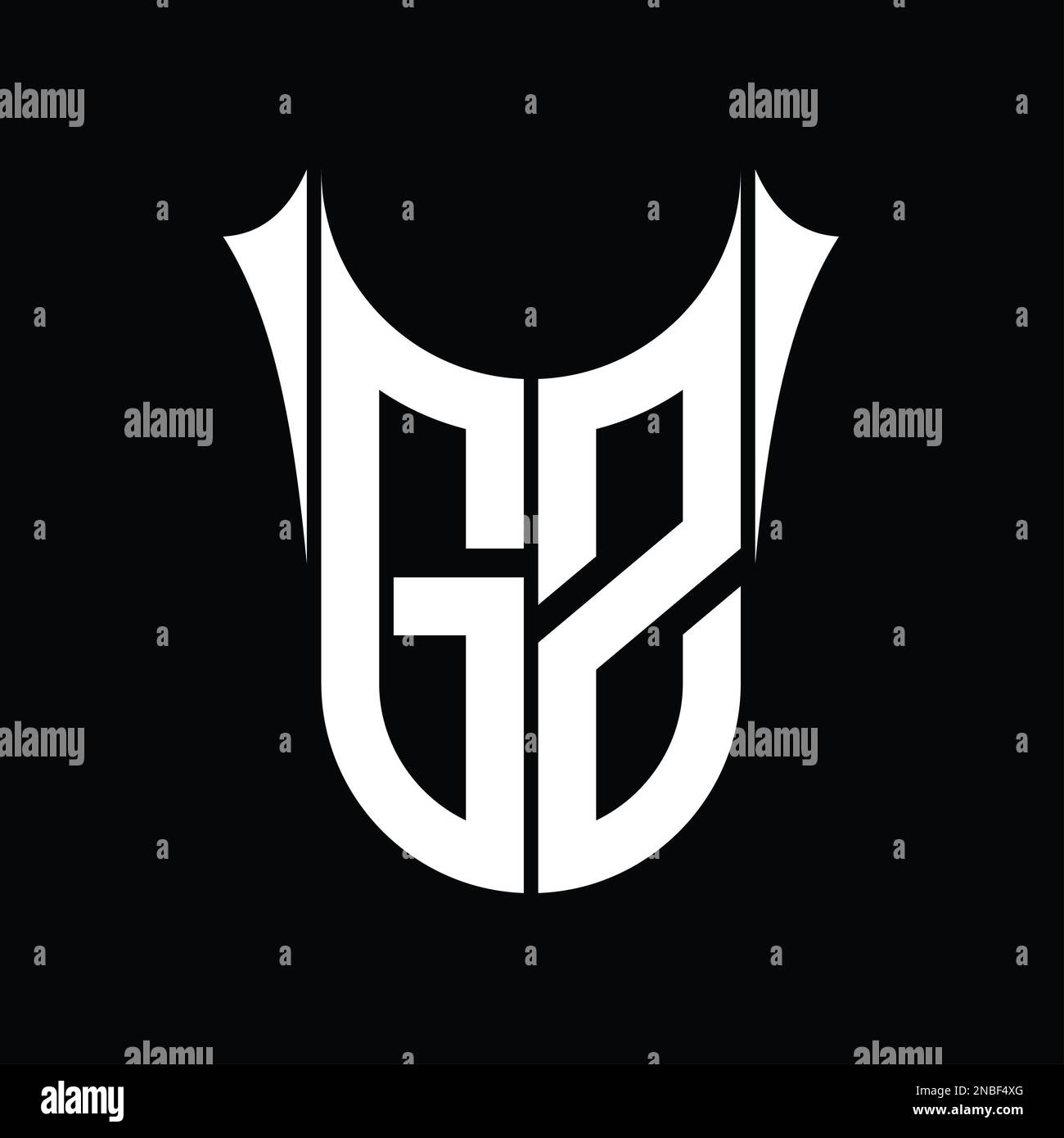 GZ Logo monogram shield sharp half round shape vector images design ...