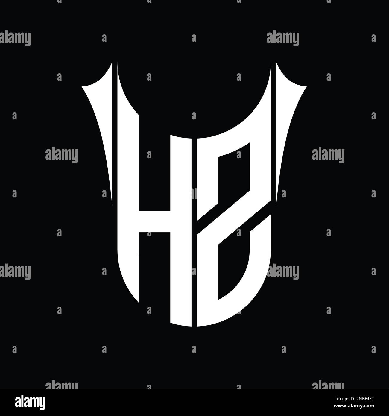 HZ Logo monogram shield sharp half round shape vector images design ...