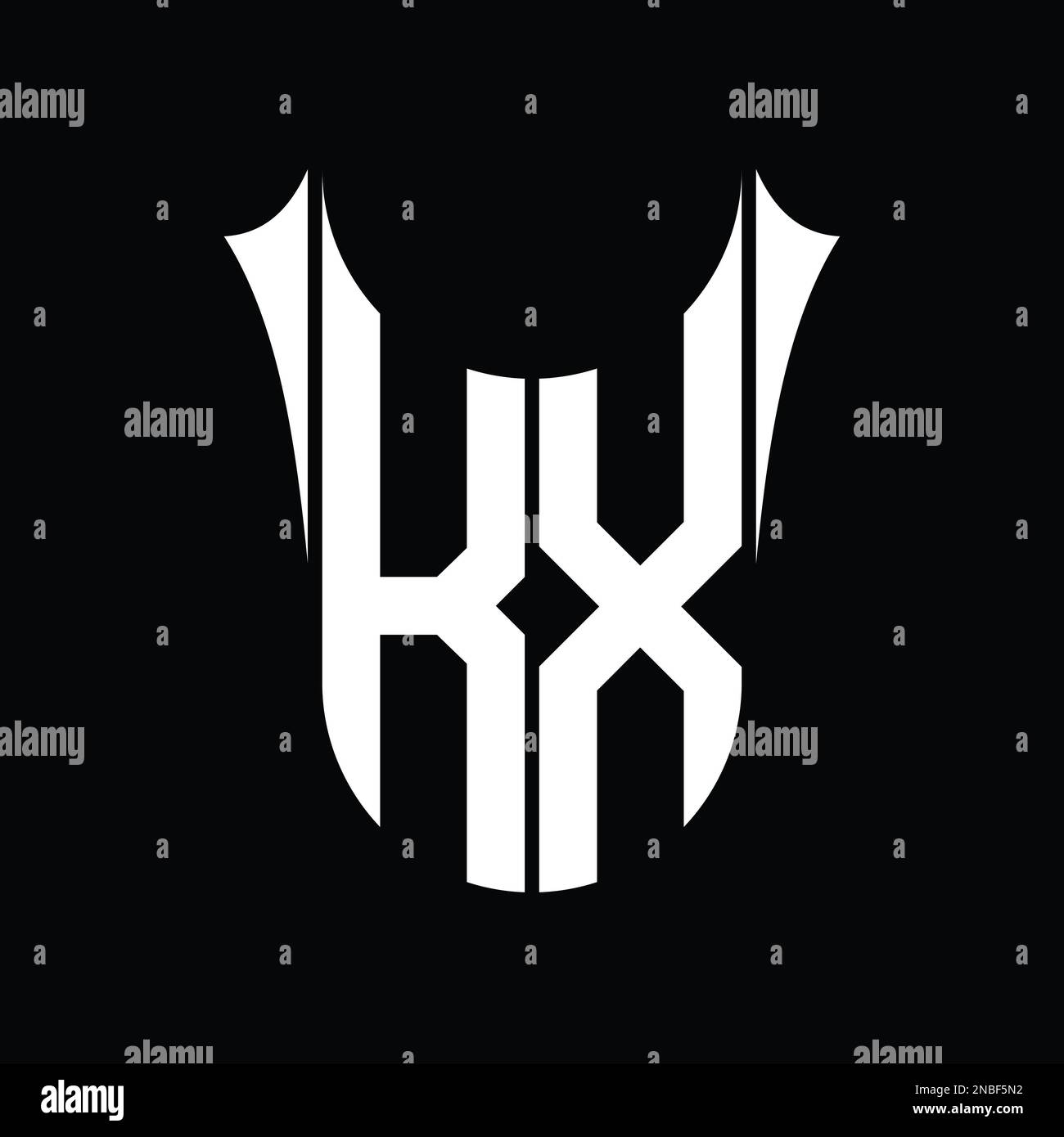 KX Logo monogram shield sharp half round shape vector images design ...