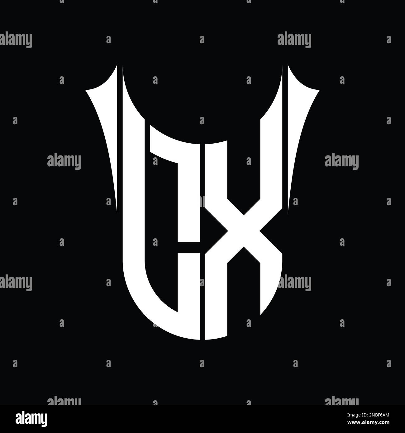 LX Logo monogram shield sharp half round shape vector images design ...