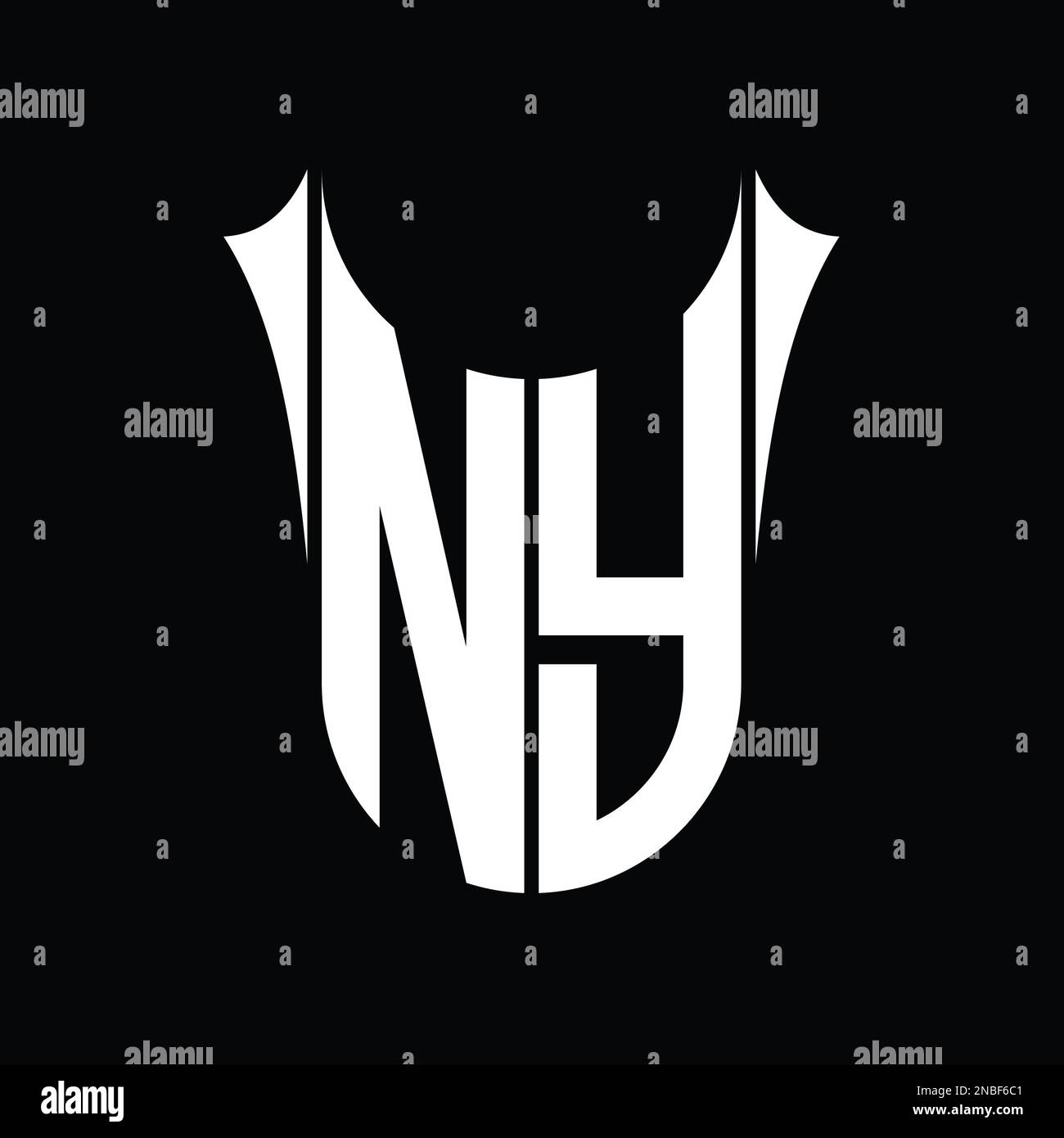 NY Logo monogram shield sharp half round shape vector images design ...