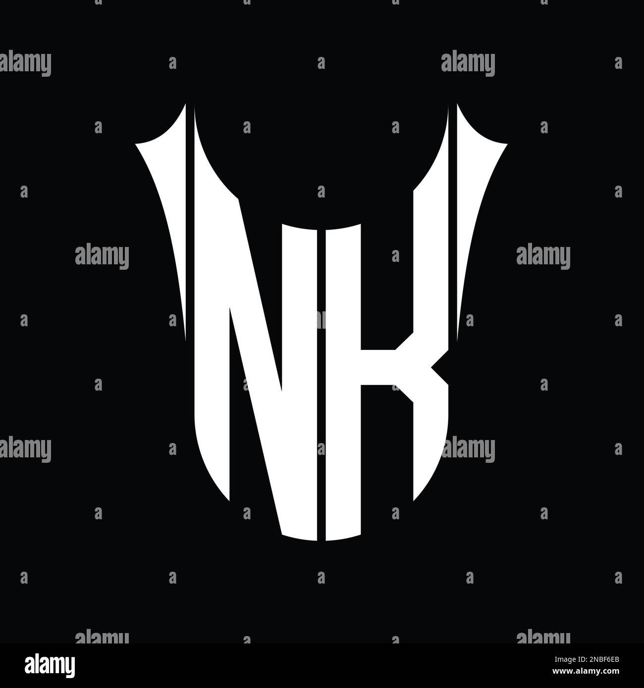 NK Logo monogram shield sharp half round shape vector images design ...