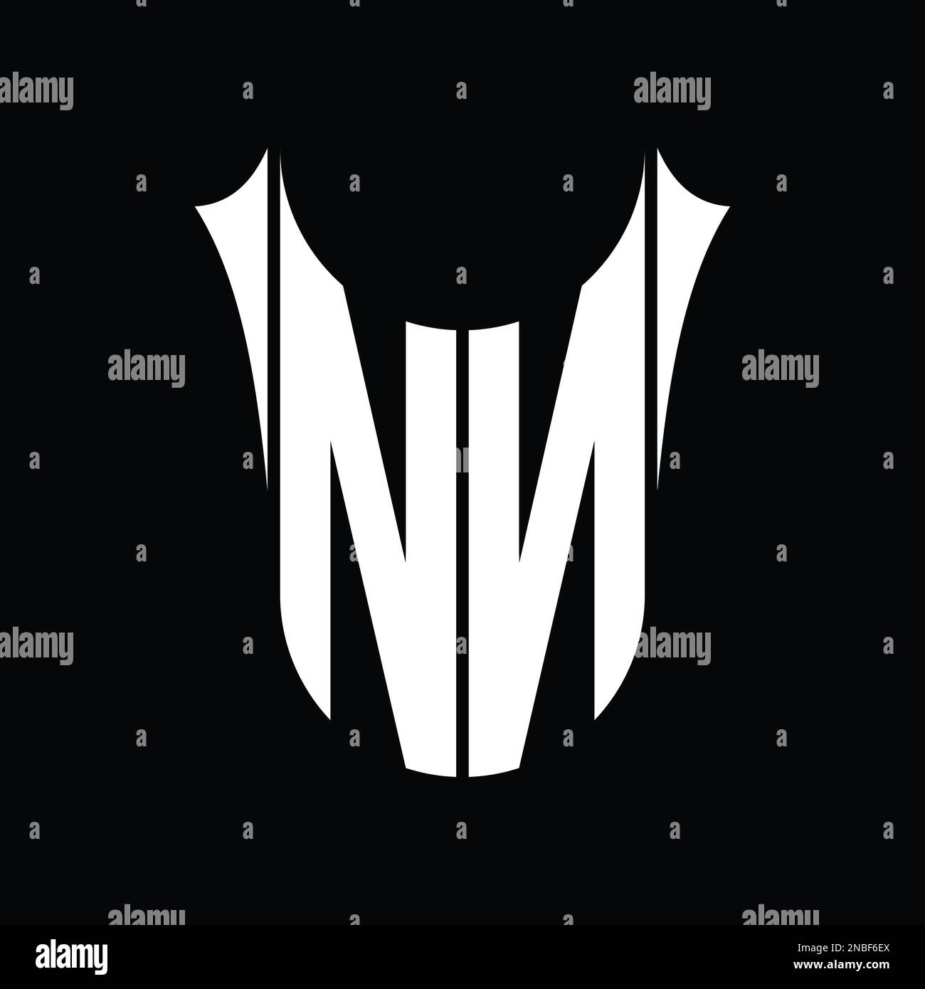 NN Logo monogram shield sharp half round shape vector images design ...