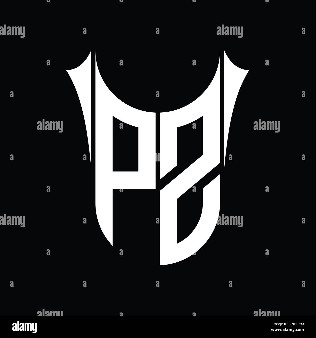 PZ Logo monogram shield sharp half round shape vector images design ...