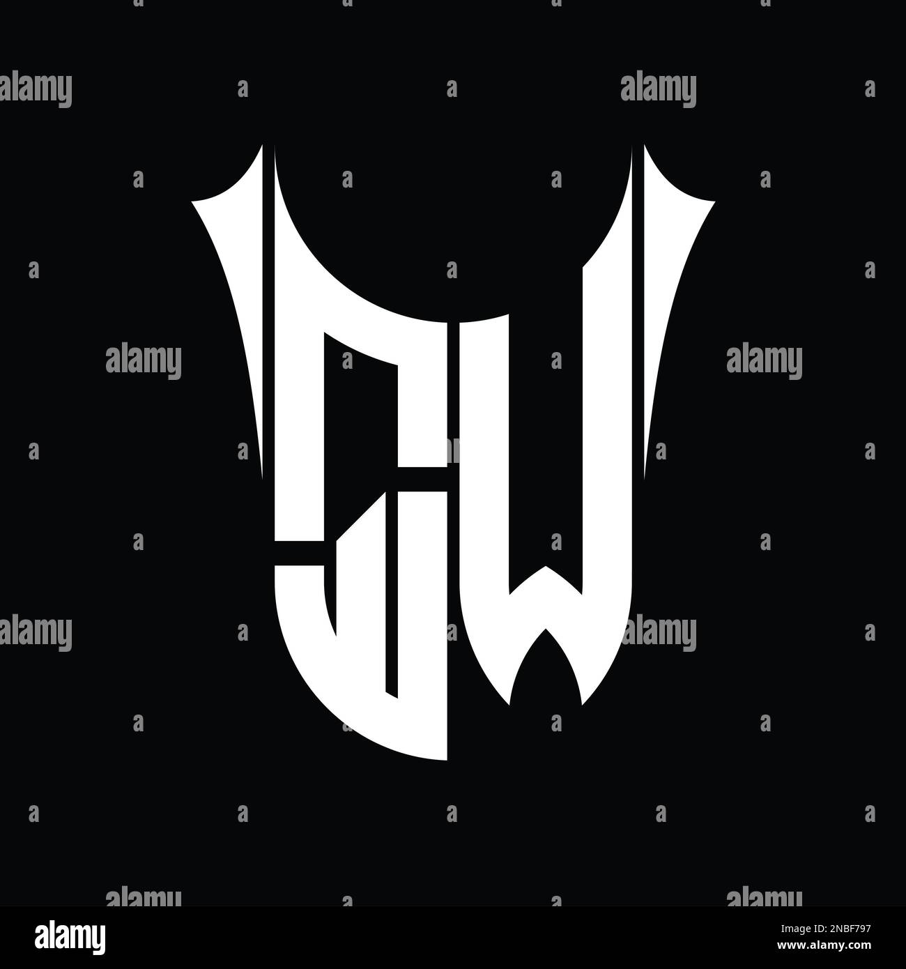 QW Logo monogram shield sharp half round shape vector images design ...