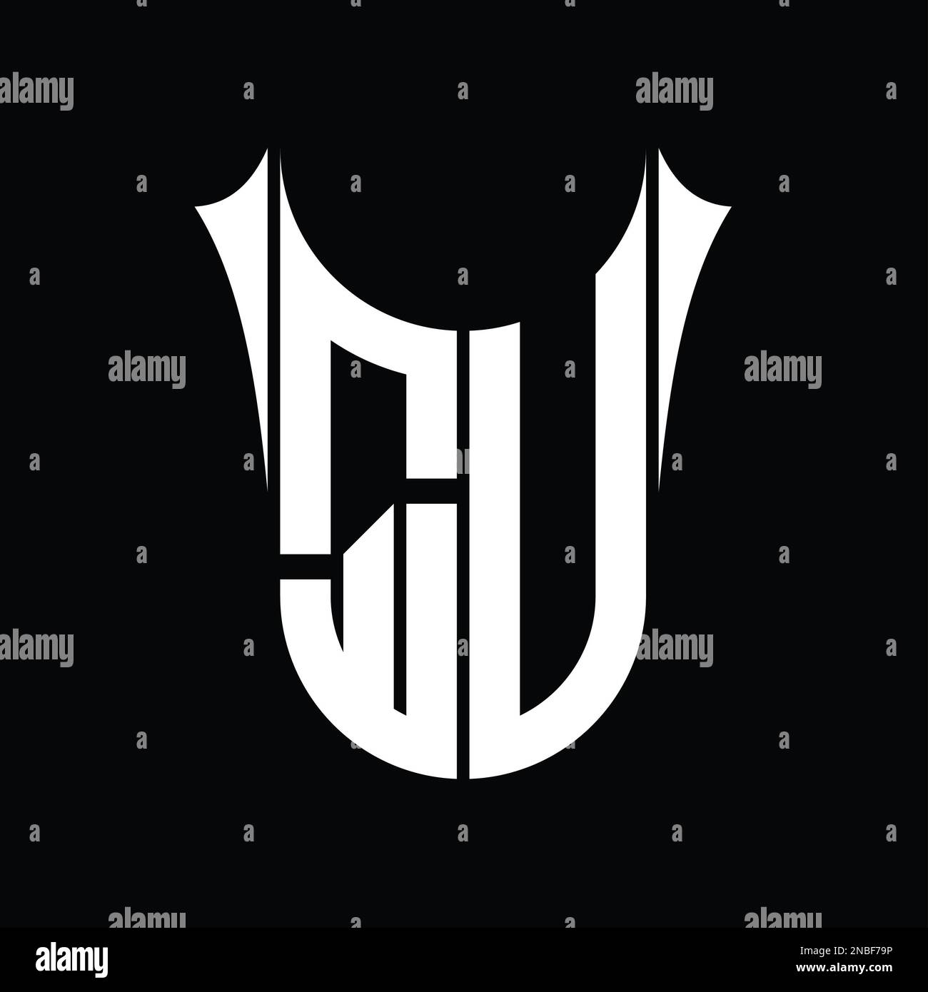 QU Logo monogram shield sharp half round shape vector images design ...