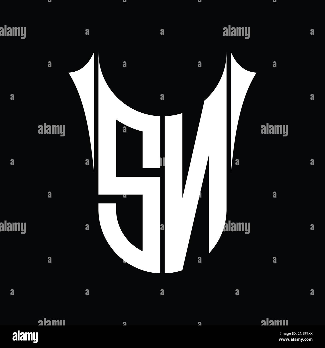 SN Logo monogram shield sharp half round shape vector images design ...