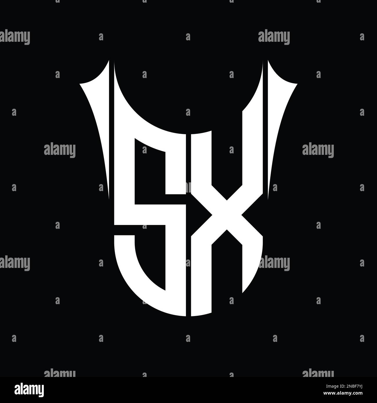 SX Logo monogram shield sharp half round shape vector images design ...