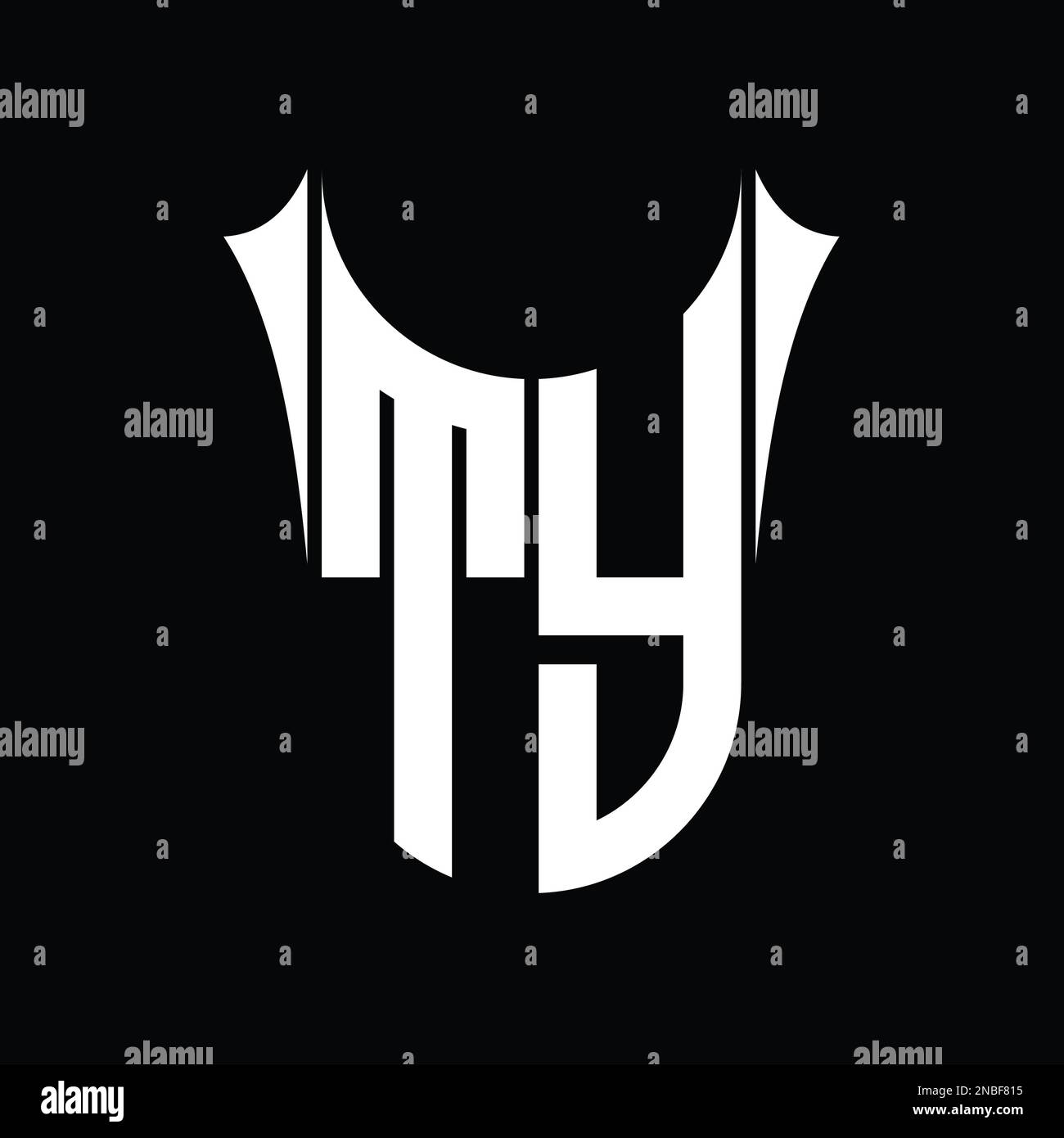 TY Logo monogram shield sharp half round shape vector images design ...