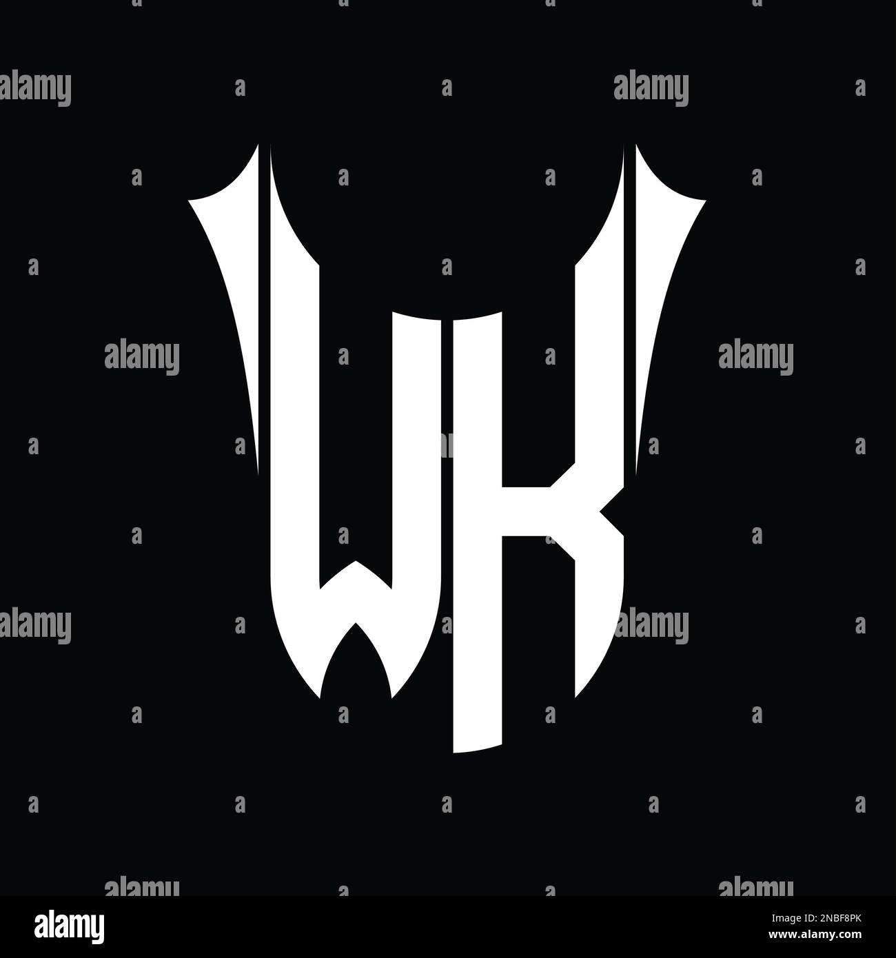 WK Logo monogram shield sharp half round shape vector images design ...