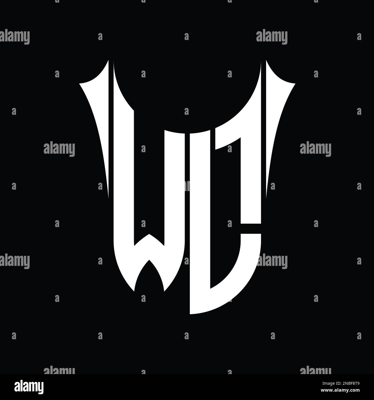 WL Logo monogram shield sharp half round shape vector images design ...