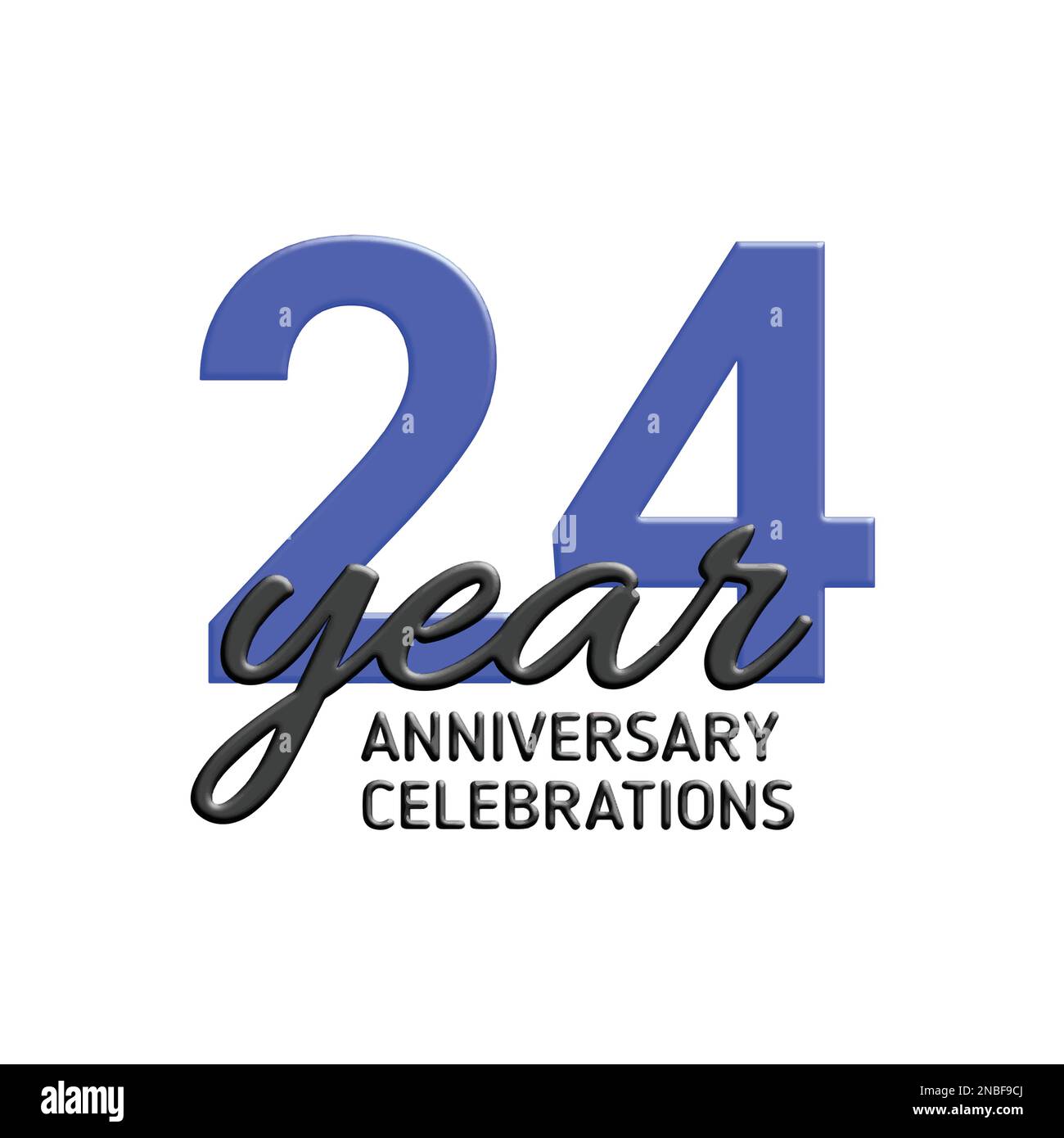 24th anniversary celebration logo design. Vector festive illustration. Realistic 3d sign. Party event decoration Stock Vector