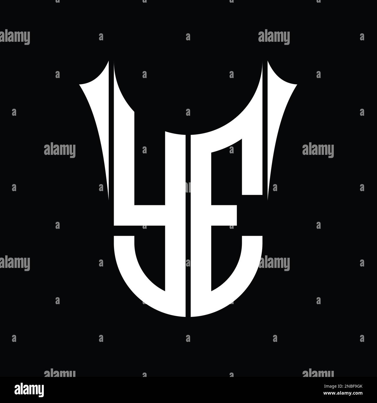 YE Logo monogram shield sharp half round shape vector images design ...
