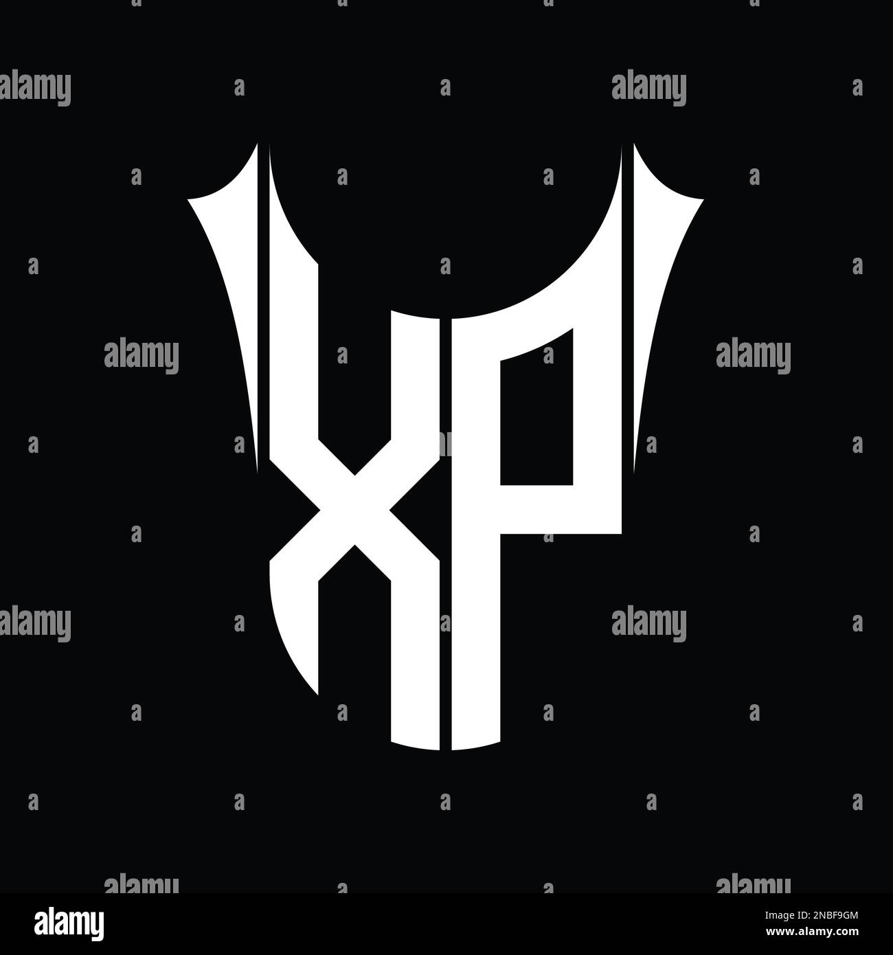 XP Logo monogram shield sharp half round shape vector images design ...