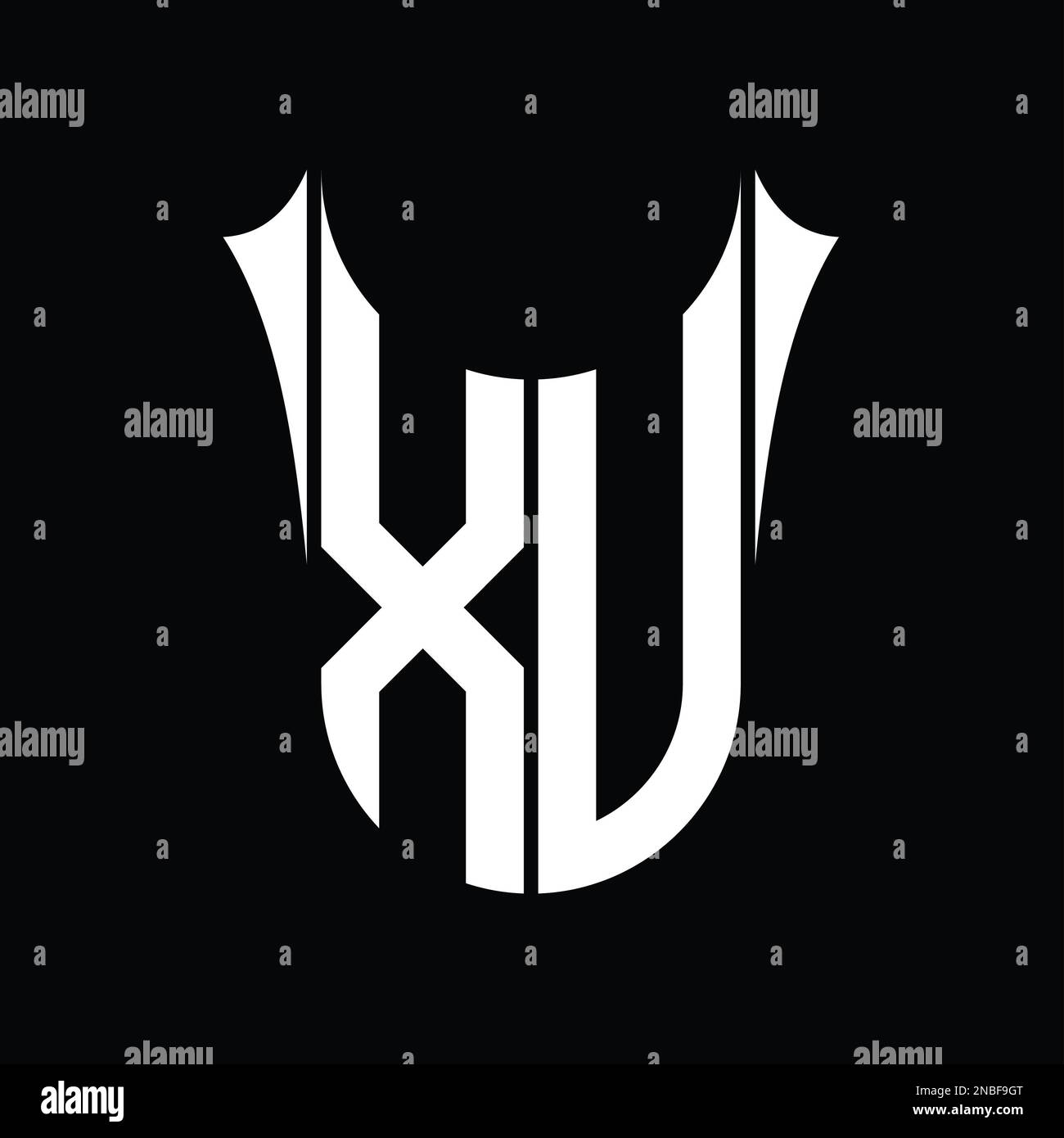 XU Logo monogram shield sharp half round shape vector images design ...