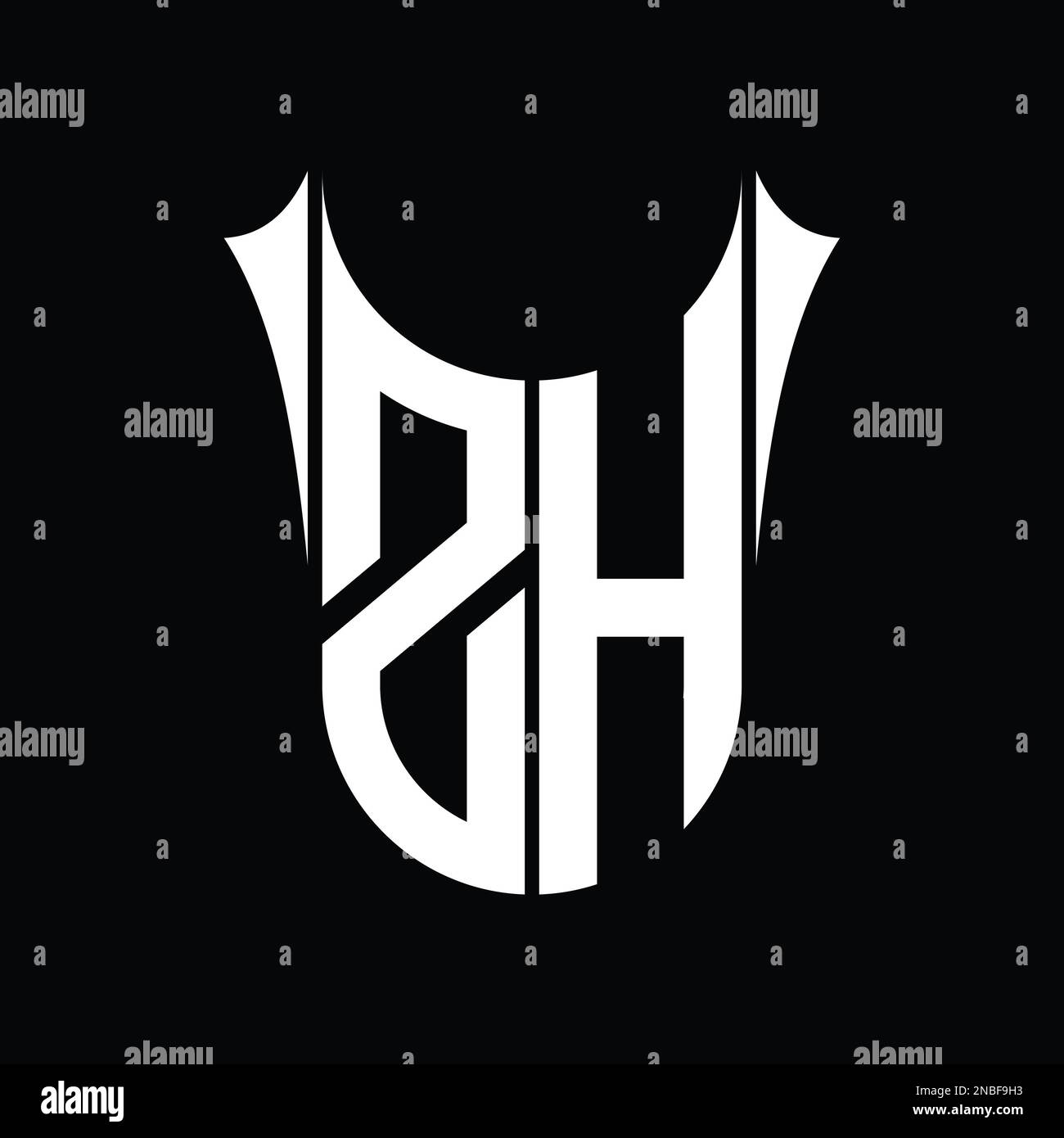 Sharp Monogram ZH Logo monogram shield sharp half round shape vector images design ...