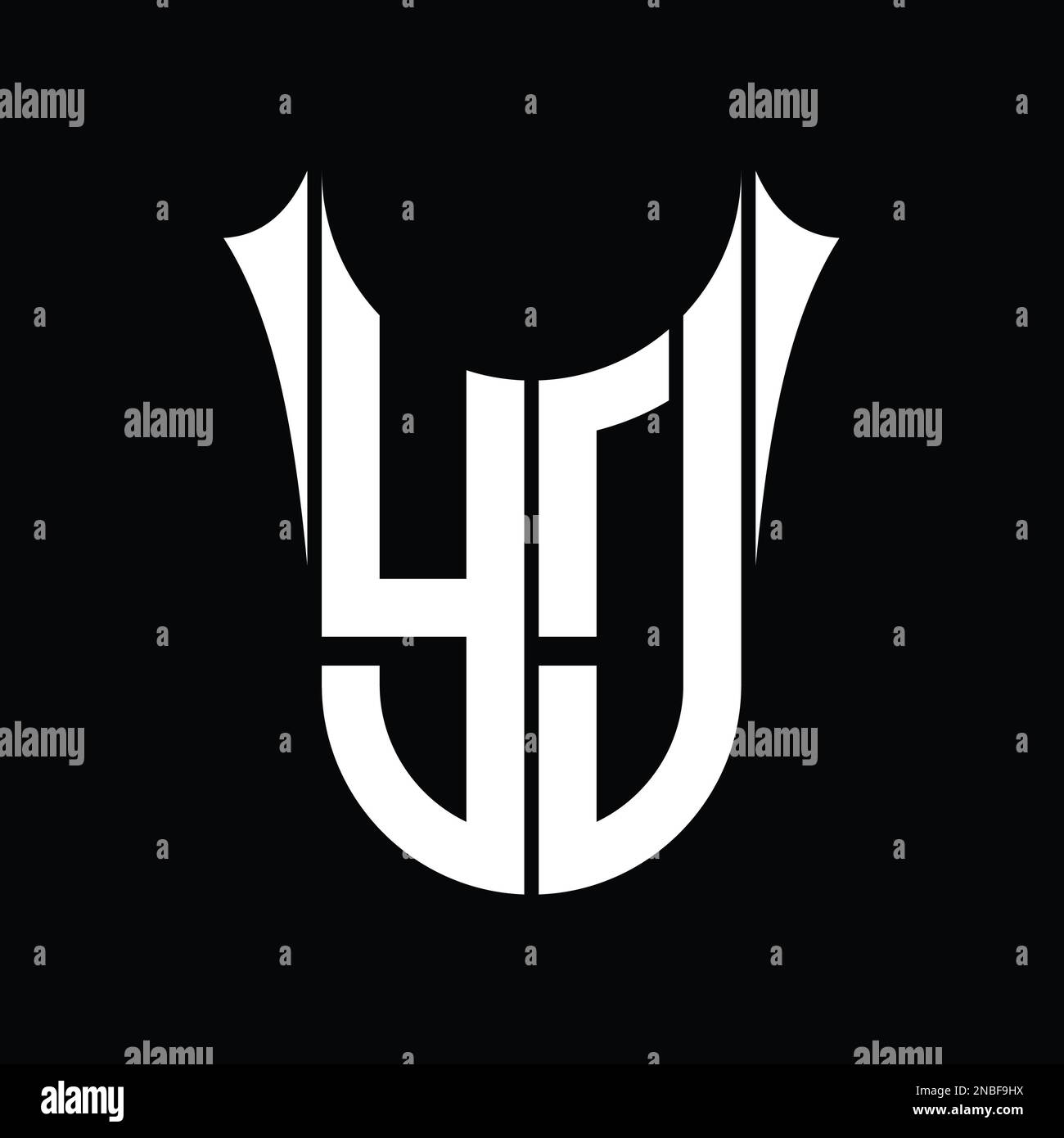 YJ Logo monogram shield sharp half round shape vector images design ...
