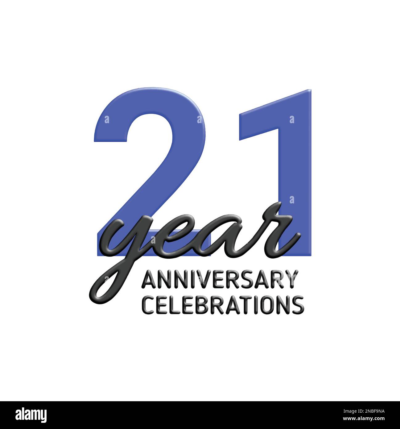 21th anniversary celebration logo design. Vector festive illustration. Realistic 3d sign. Party event decoration Stock Vector