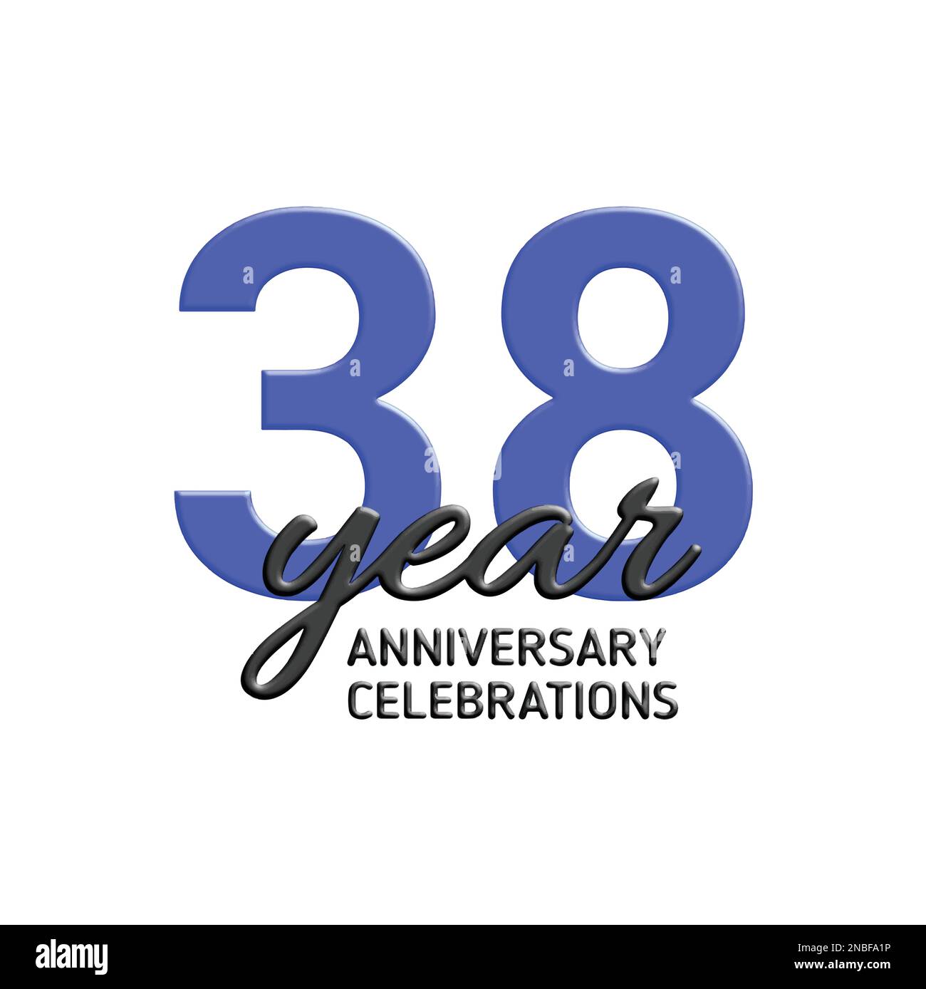 38th anniversary celebration logo design. Vector festive illustration. Realistic 3d sign. Party event decoration Stock Vector