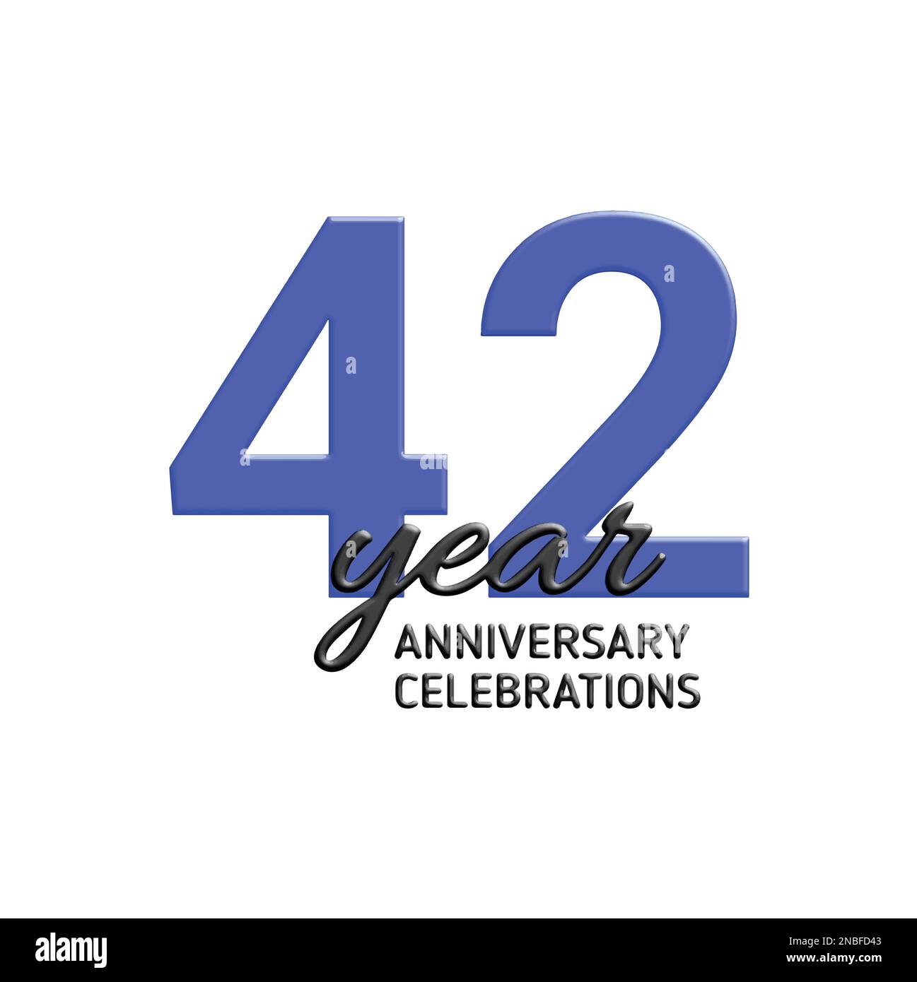42th anniversary celebration logo design. Vector festive illustration. Realistic 3d sign. Party event decoration Stock Vector