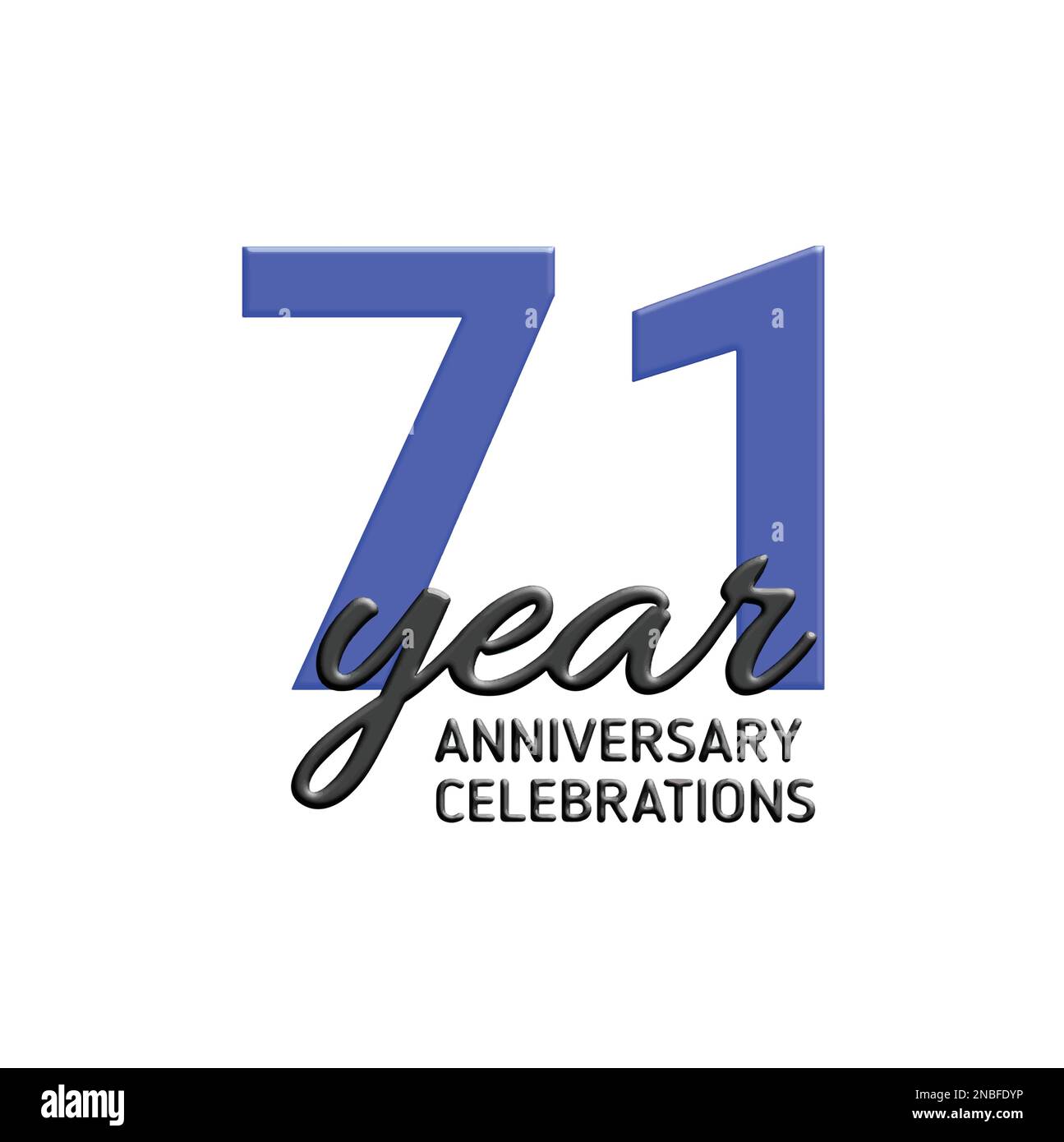 71th anniversary celebration logo design. Vector festive illustration. Realistic 3d sign. Party event decoration Stock Vector