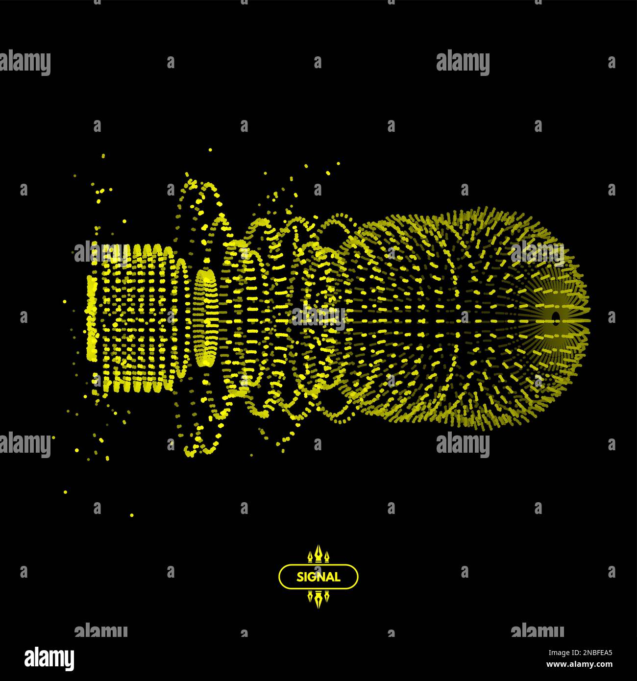 Array with dynamic particles. 3d technology style. Abstract background ...