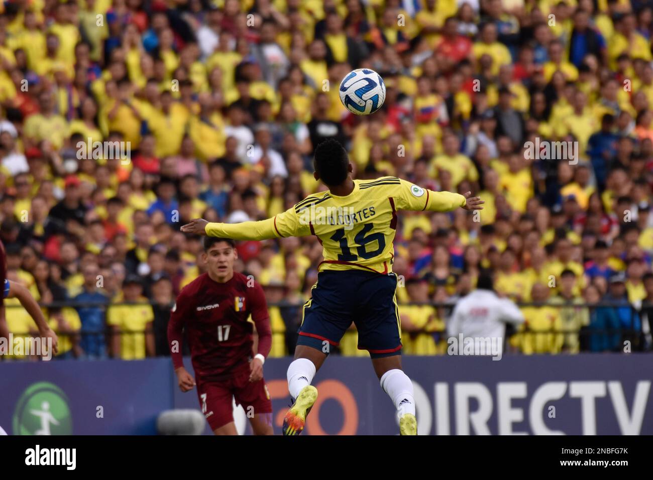 Bogota, Colombia on February 12, 2023. Colombia's Oscar Cortes during the South American U-20 Conmebol Tournament match between Colombia and Venezuela, in Bogota, Colombia on February 12, 2023. Photo by: Cristian Bayona/Long Visual Press Stock Photo