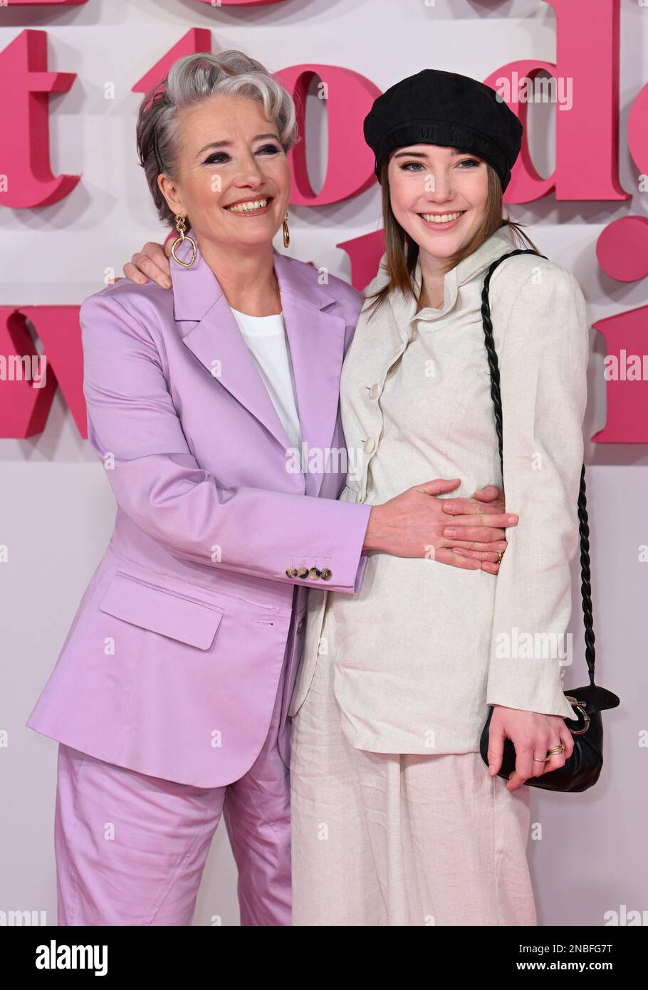 London, UK. February 13, 2023, Emma Thompson and daughter Gaia Wise at