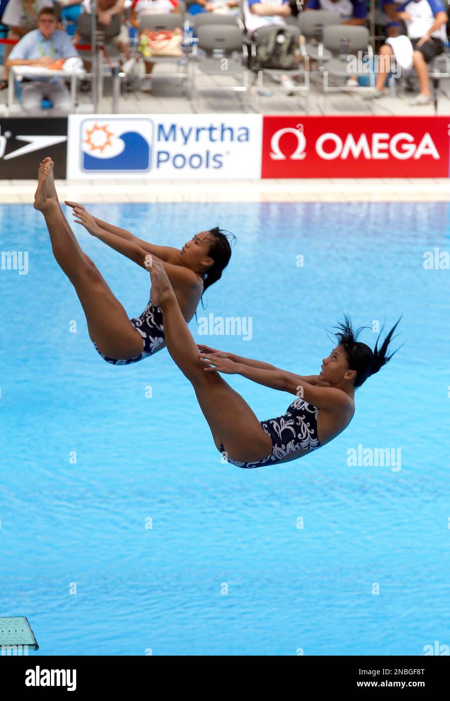 Springboard Programme Hk Hong Kong's Ngai Ho Wing and Sharon Chan dive during the women's 3m ...