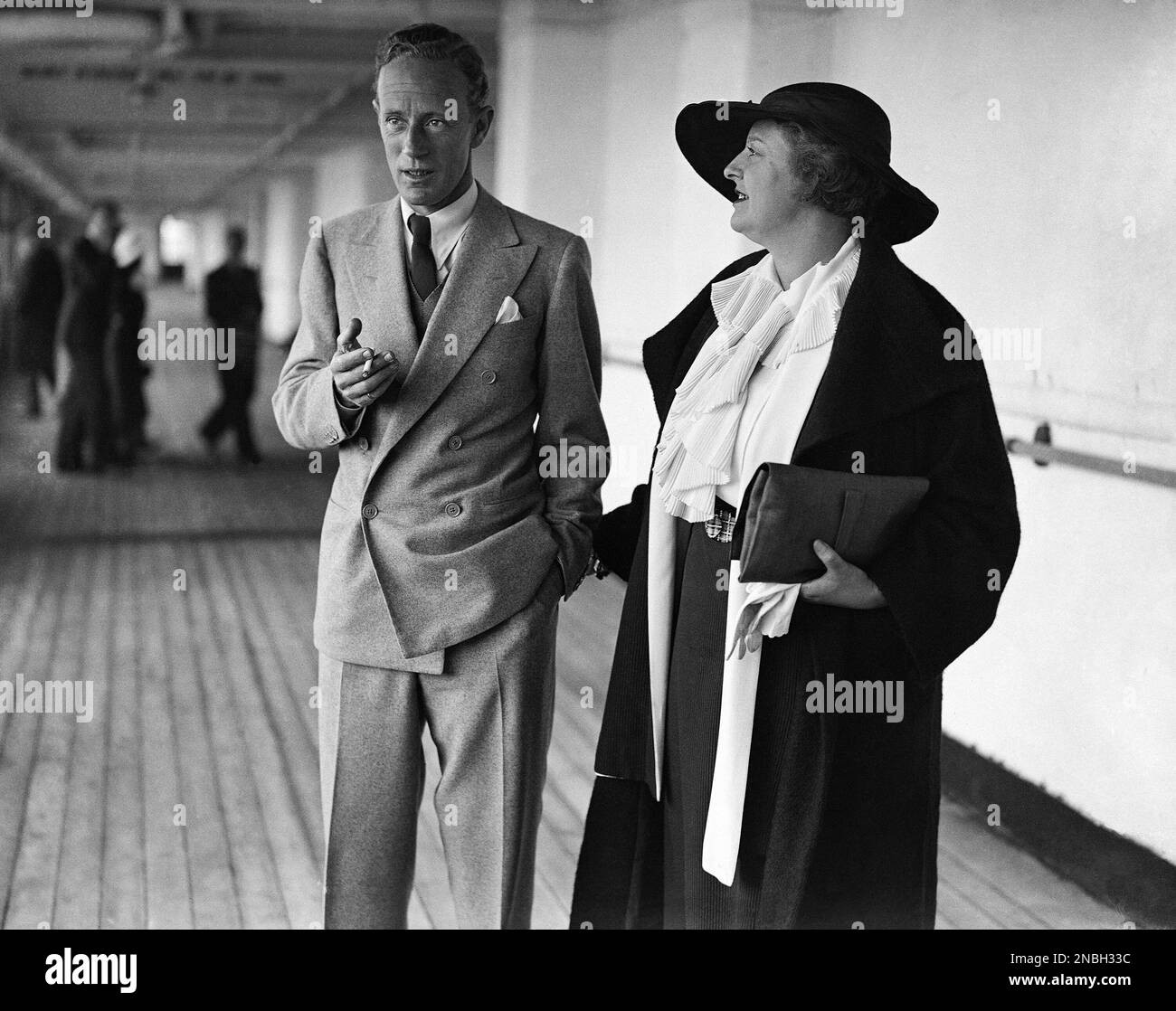 British actor Leslie Howard with wife Ruth Evelyn Martin on board the  Majestic ocean liner as they arrive in Southampton, England on June 27,  1934 having traveled from the USA. (AP Photo