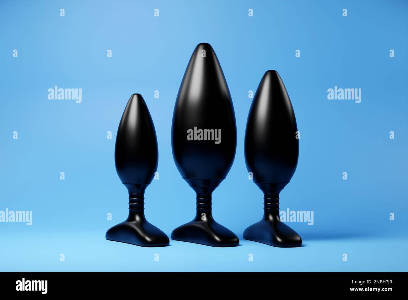 Black butt anal plugs sex toys on blue isolated background. 3D  illustration. Empty space for your text Stock Photo - Alamy