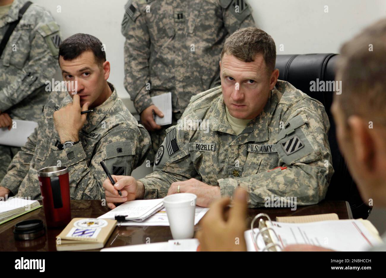 U.S. Army Maj. David Rozelle, right, Executive Officer for 5th Squadron ...