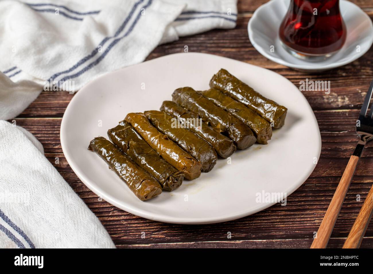Delicious stuffing (yaprak sarma). Traditional food Turkish delicacies. Stuffed grape leaves