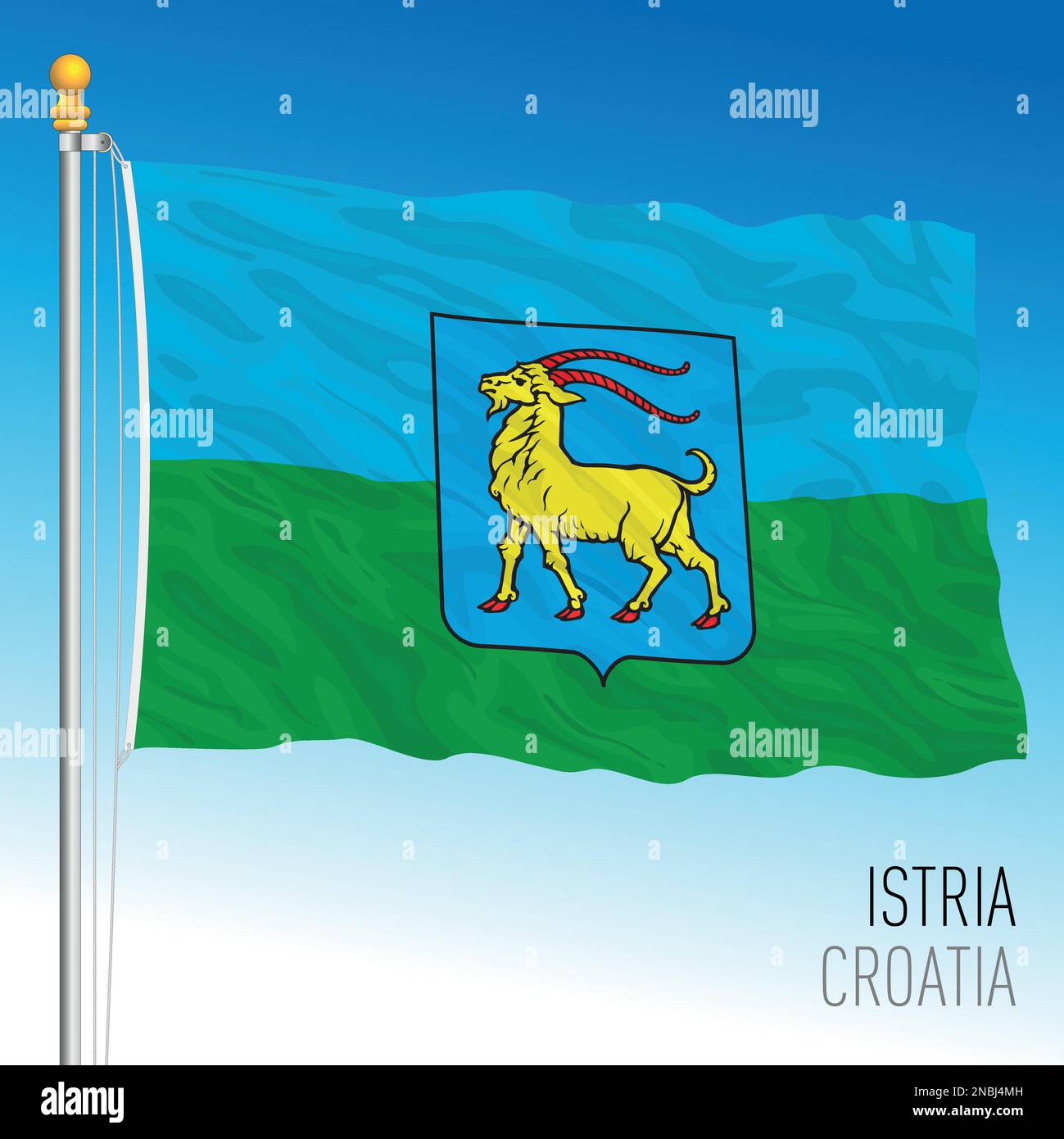 Istria, Croatia, county regional flag, European Union, vector illustration Stock Vector