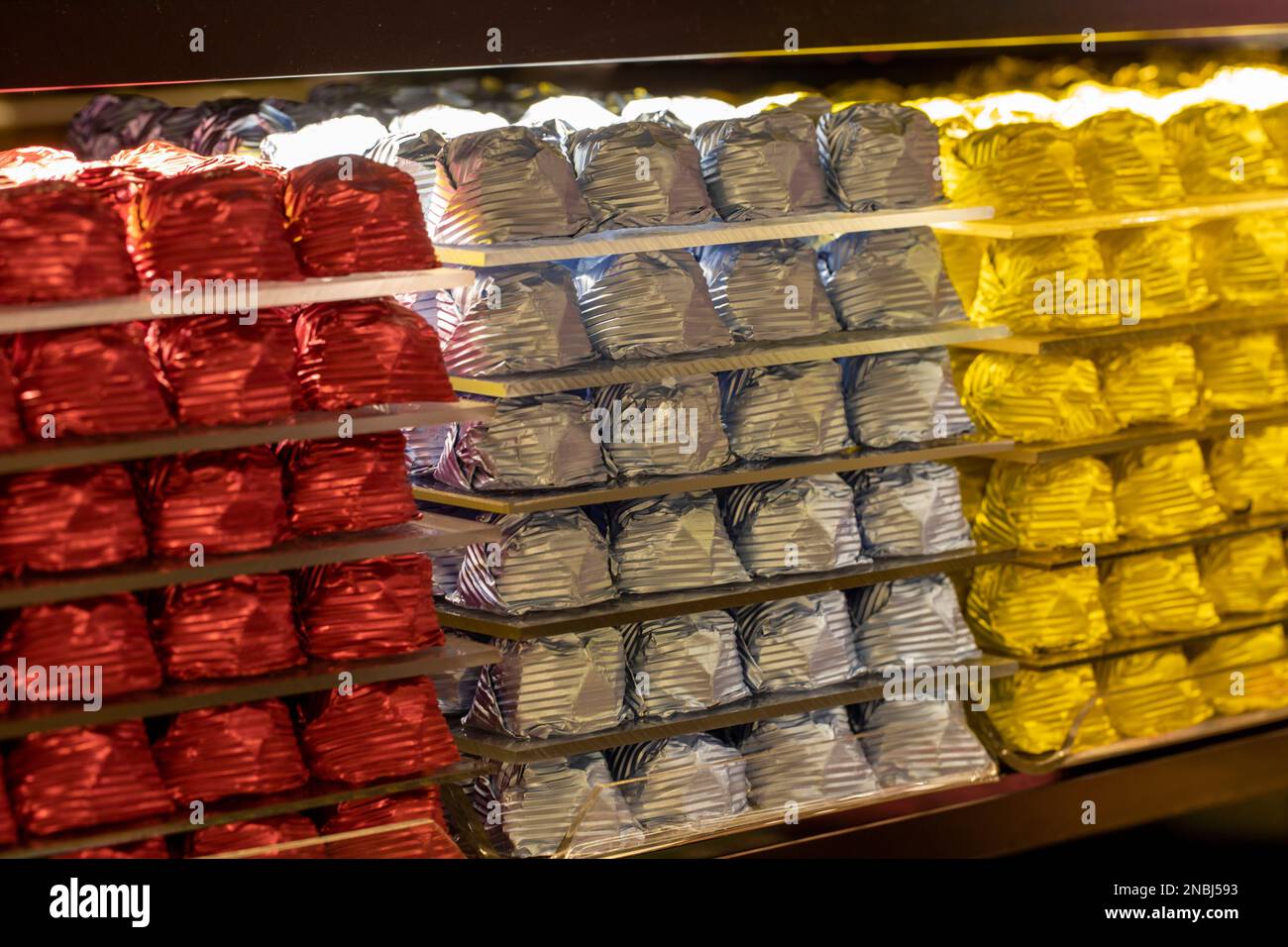 Bulk packaged chocolate assortment. Delicious assortment of chocolates