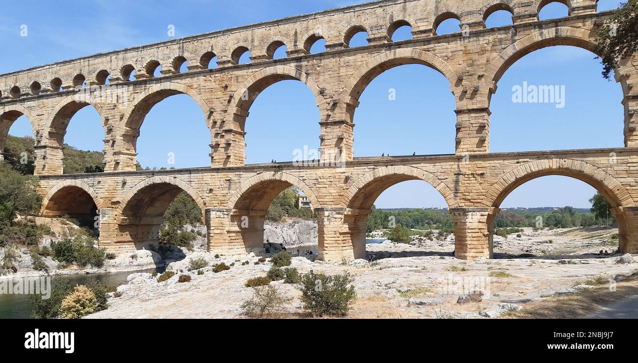 Viaduct Rome Roman aqueduct Pont du Gard a french Unesco site in Languedoc France ...