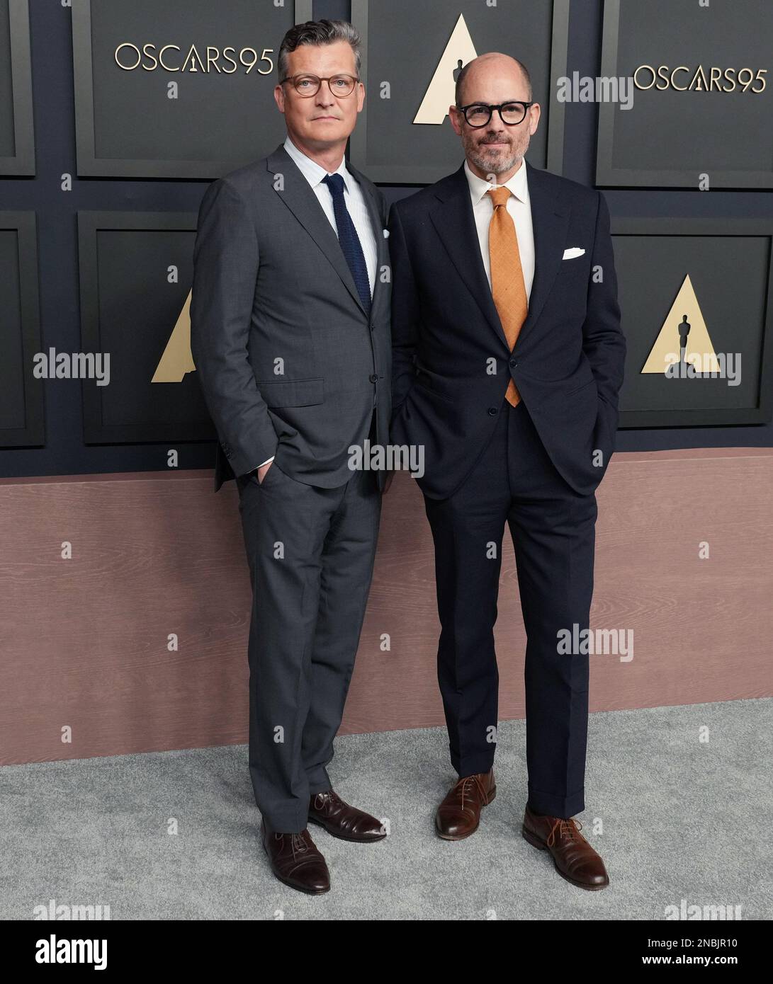 Los Angeles, USA. 13th Feb, 2023. (L-R) Malte Grunert and Edward Berger arrives at the 95th Annual Oscars Nominees Luncheon held at the Beverly Hilton in Beverly Hills, CA on Monday, ?February 13, 2023. (Photo By Sthanlee B. Mirador/Sipa USA) Credit: Sipa USA/Alamy Live News Stock Photo