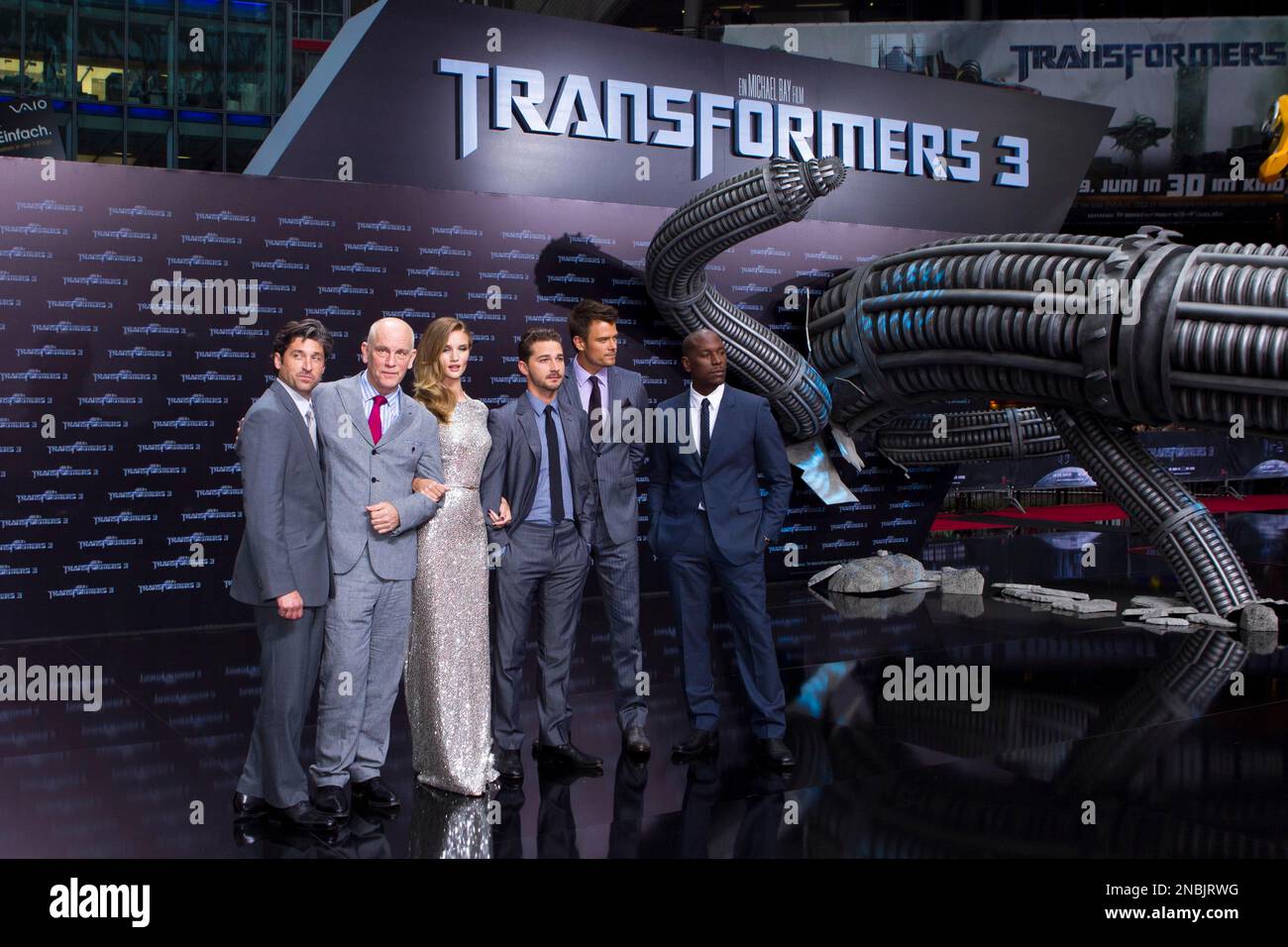 From left, actors Patrick Dempsey, John Malkovich, Rosie HuntingtonWhiteley, Shia LaBeouf, Josh
