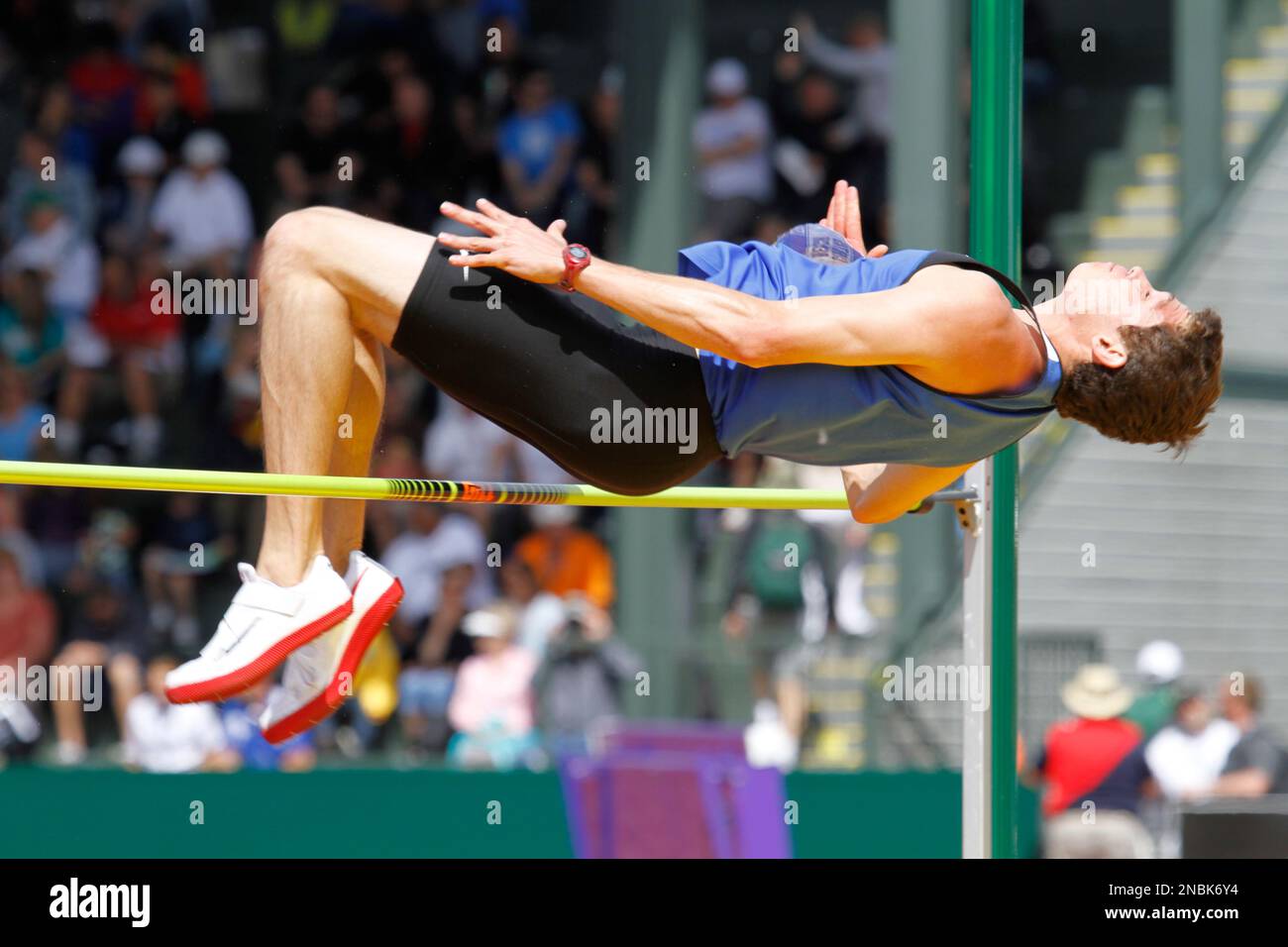 Curtis Beach competes in the decathlon high jump is shown during the U