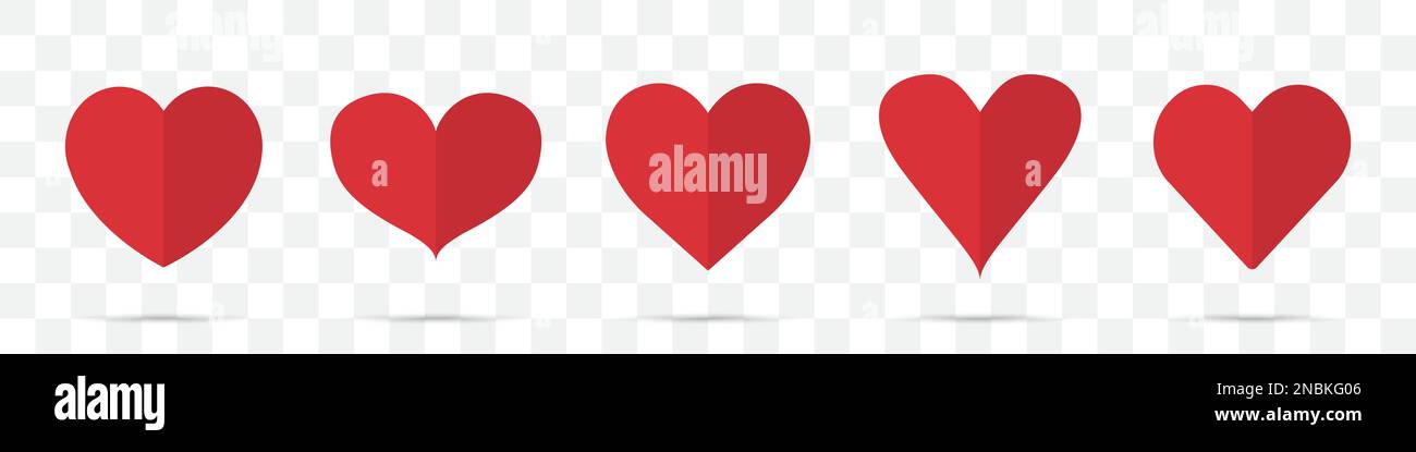 Set of red heart icons in a flat design Stock Vector Image & Art - Alamy