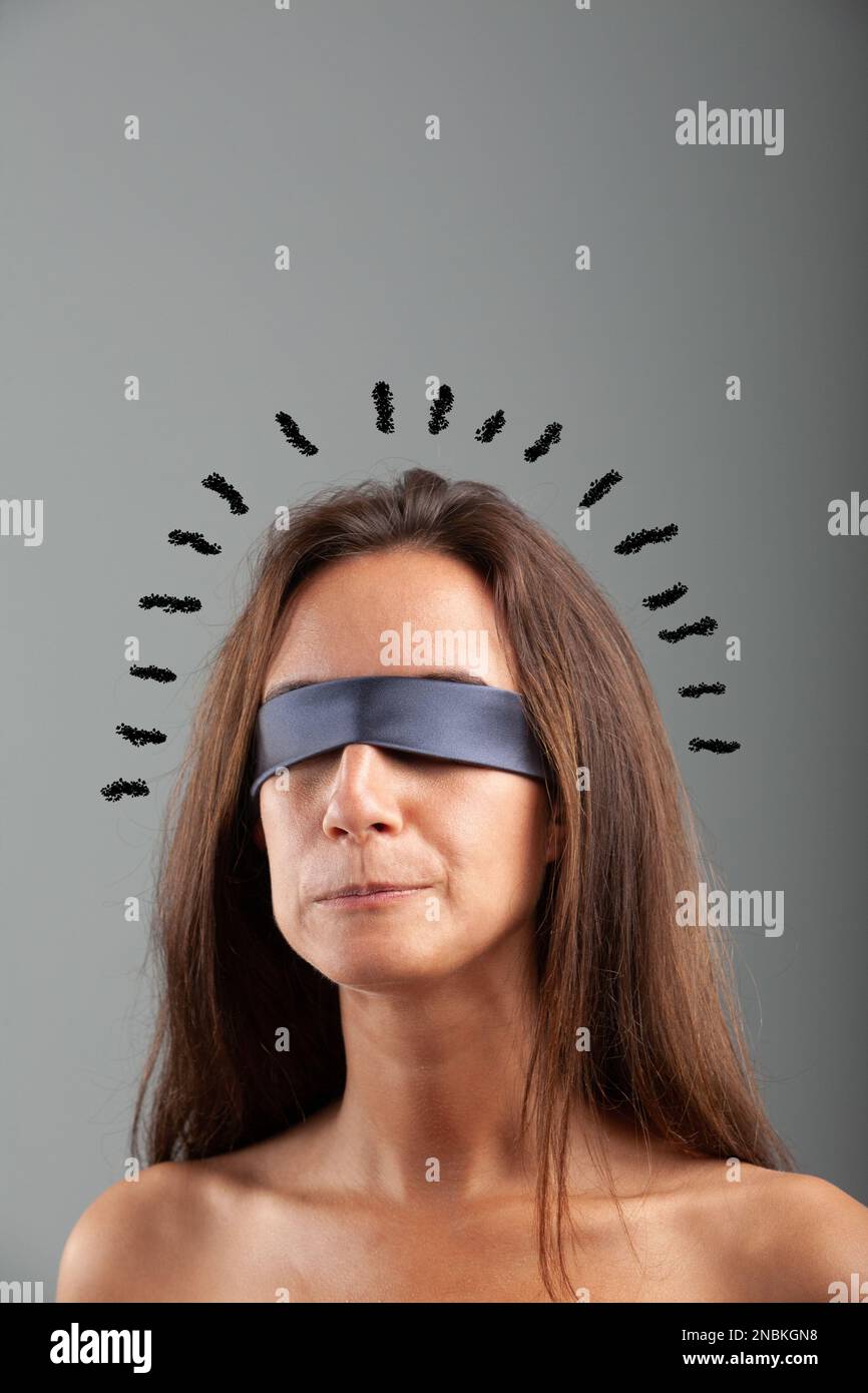 Portrait Young Woman Blindfolded Isolated White Background Stock Photo -  Image of eyesight, beautiful: 51374940