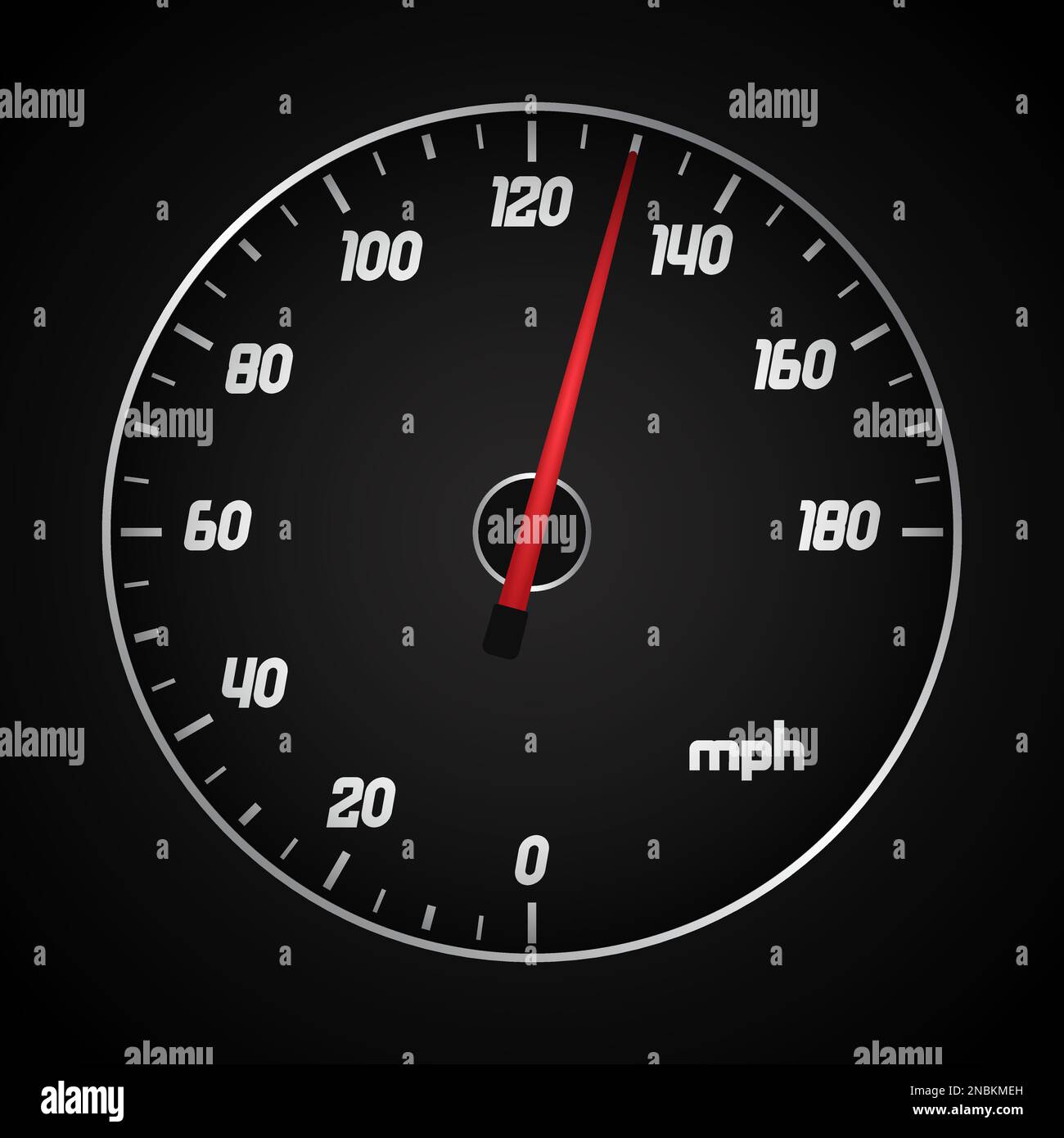 Car speedometer in miles with red arrow. Vector illustration Stock