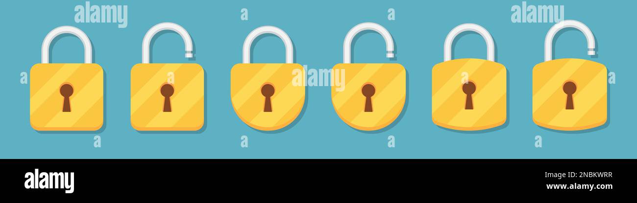 Lock and unlock padlock icons collection in a flat design Stock Vector ...