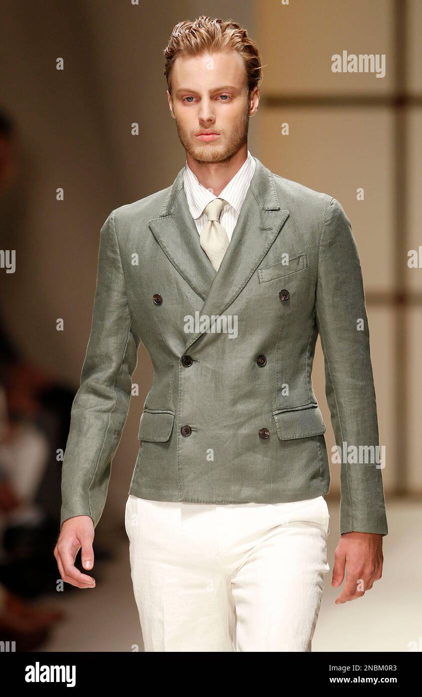 A model wears a creation of Salvatore Ferragamo men s Spring