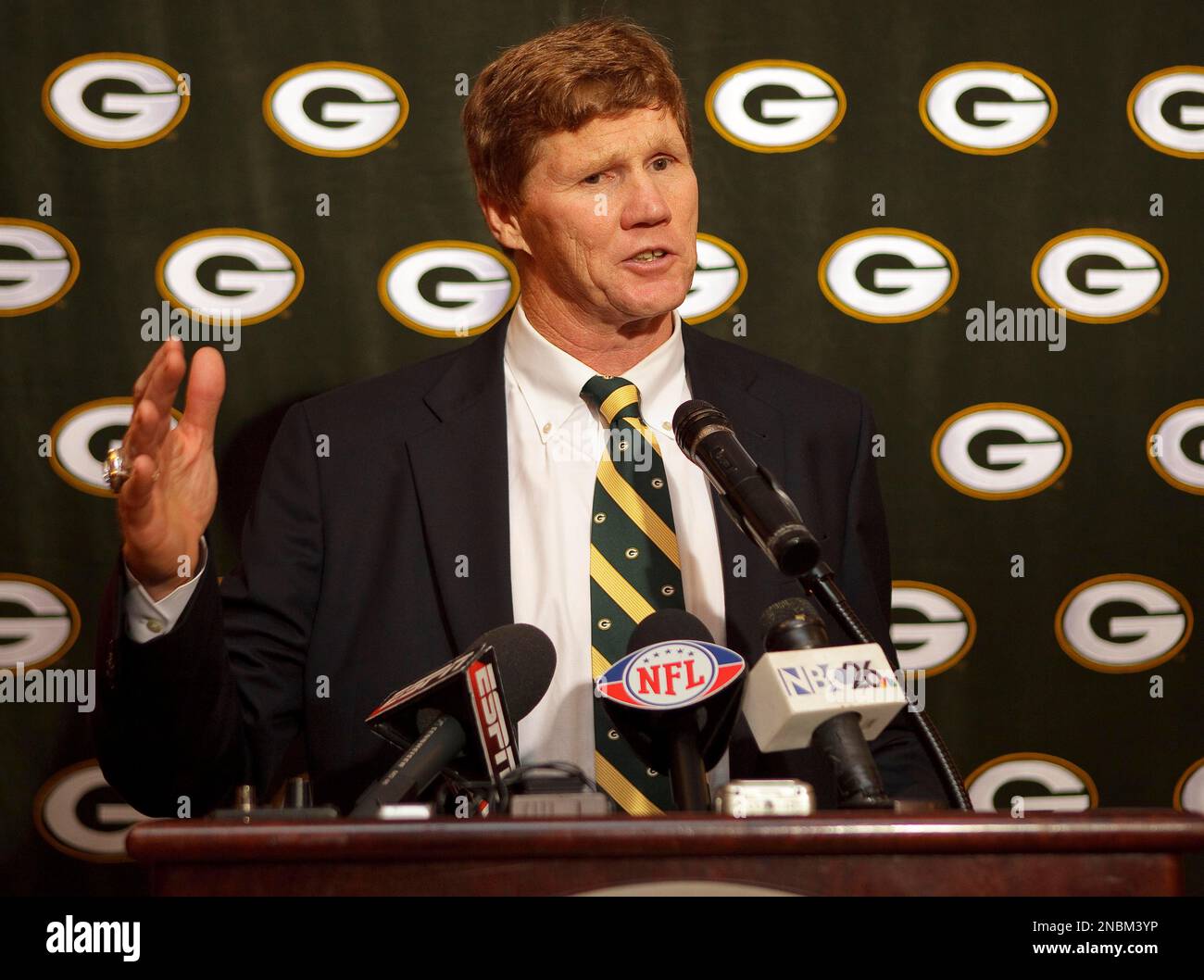 Green Bay Packers President and CEO Mark Murphy shows off his Super Bowl  ring Thursday, June. 16, 2011, in Green Bay, Wis. after the Packers ring  ceremony at Lambeau Field. The Packers