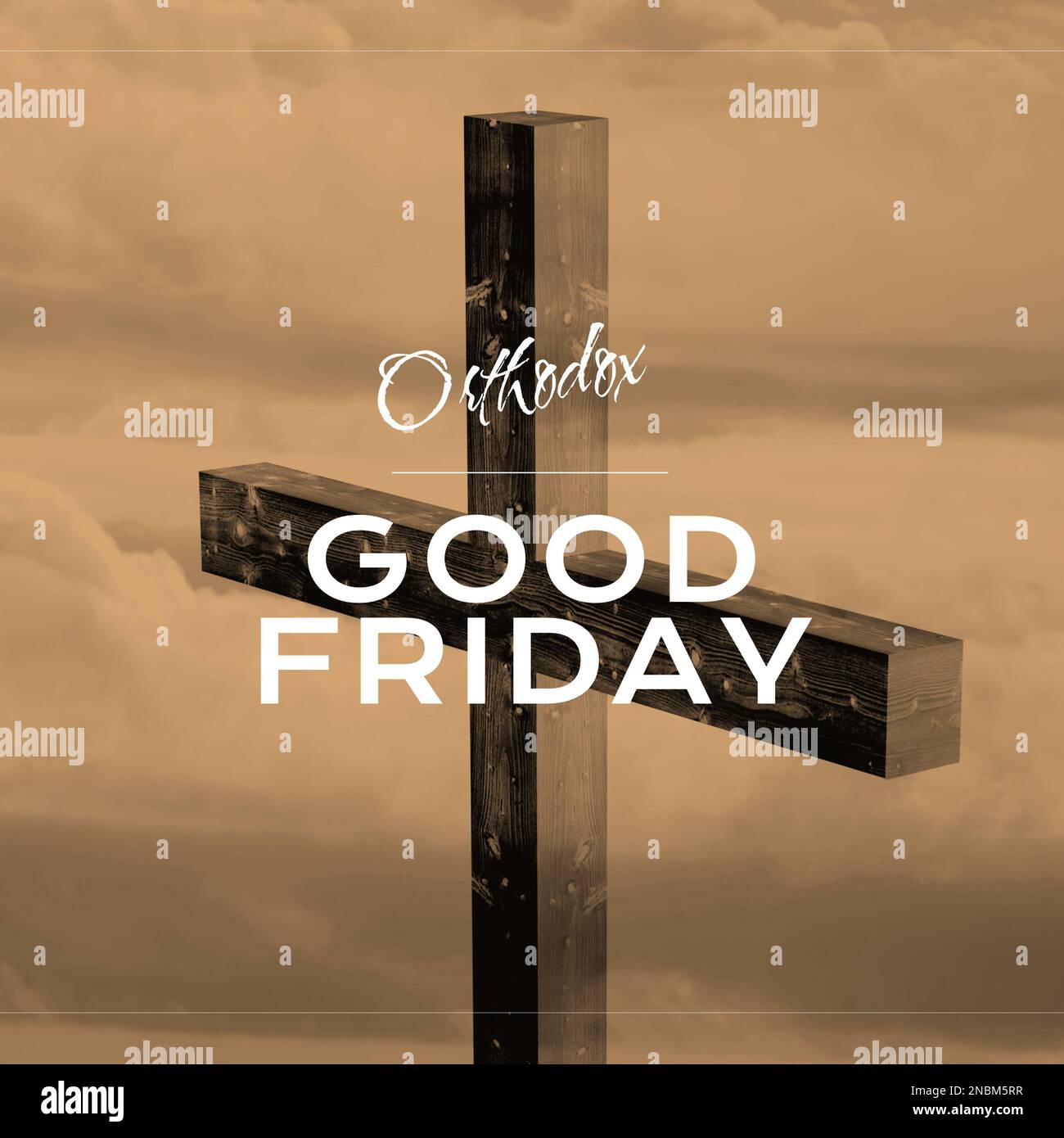 Composition of orthodox good friday text and copy space over christian cross. Orthodox good