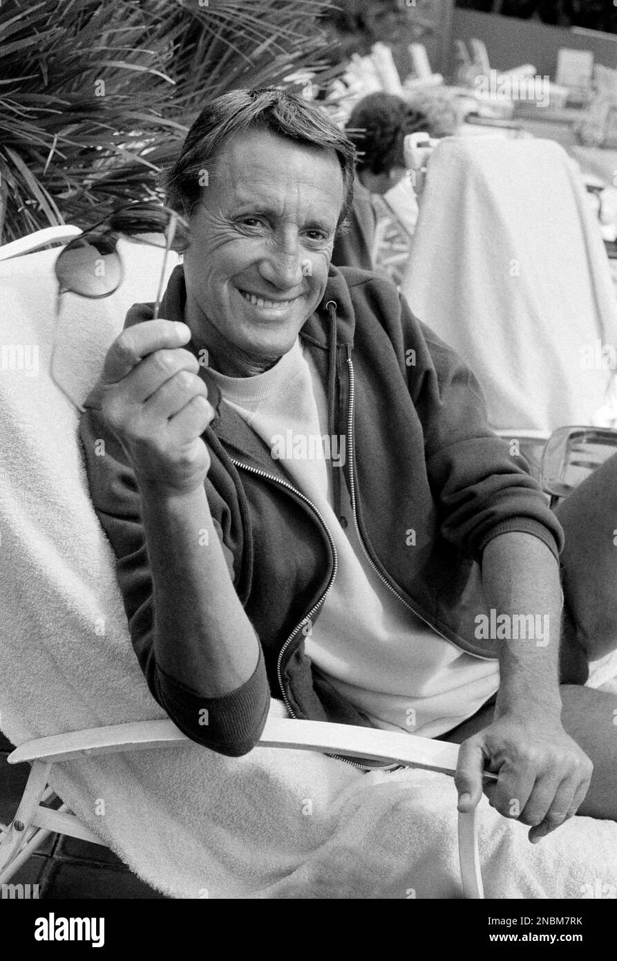 Actor Roy Scheider relaxes at the pool of the Beverly Hills Hotel