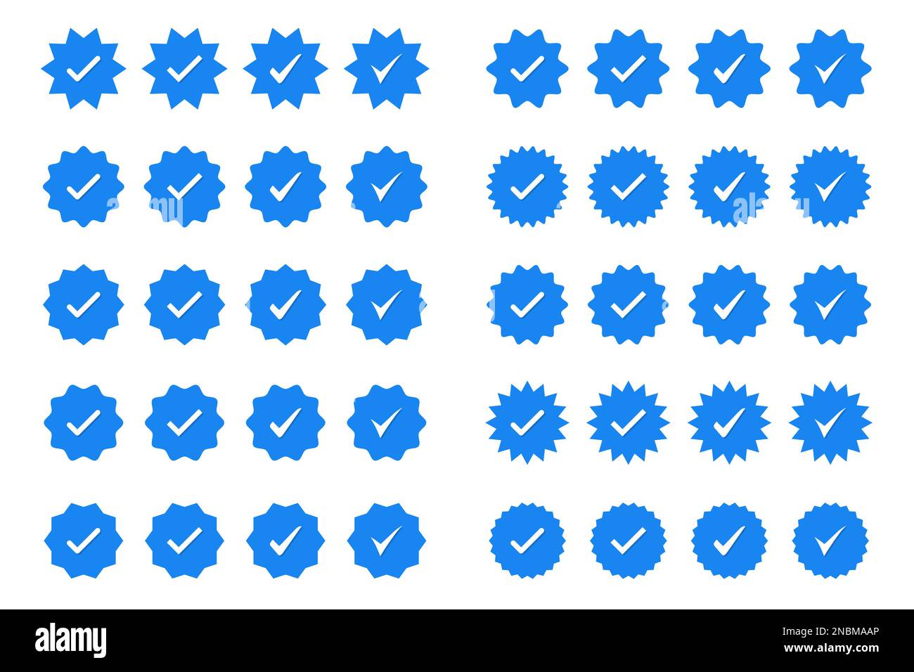 Account verification check mark icon collection. Social media verification  icons. Verified badge profile set. Blue check mark vector icon Stock Vector