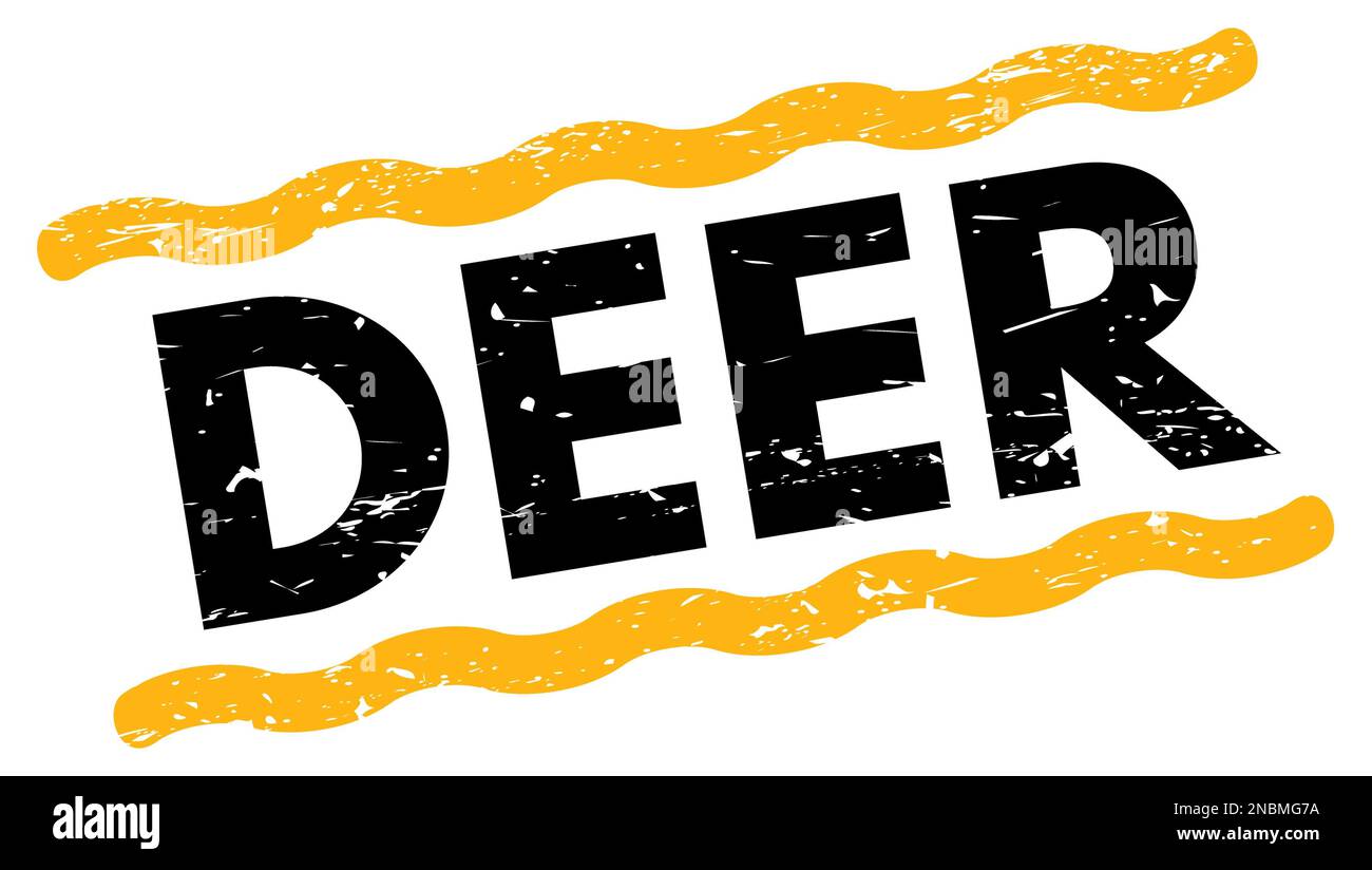 DEER text written on yellowblack lines stamp sign Stock Photo Alamy
