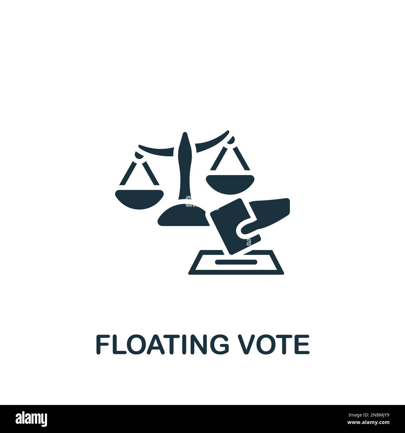Floating vote icon. Monochrome simple sign from election collection